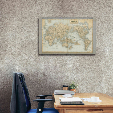 Image of 'The World Map Neutral' by Wild Apple Portfolio, Canvas Wall Art,40x26