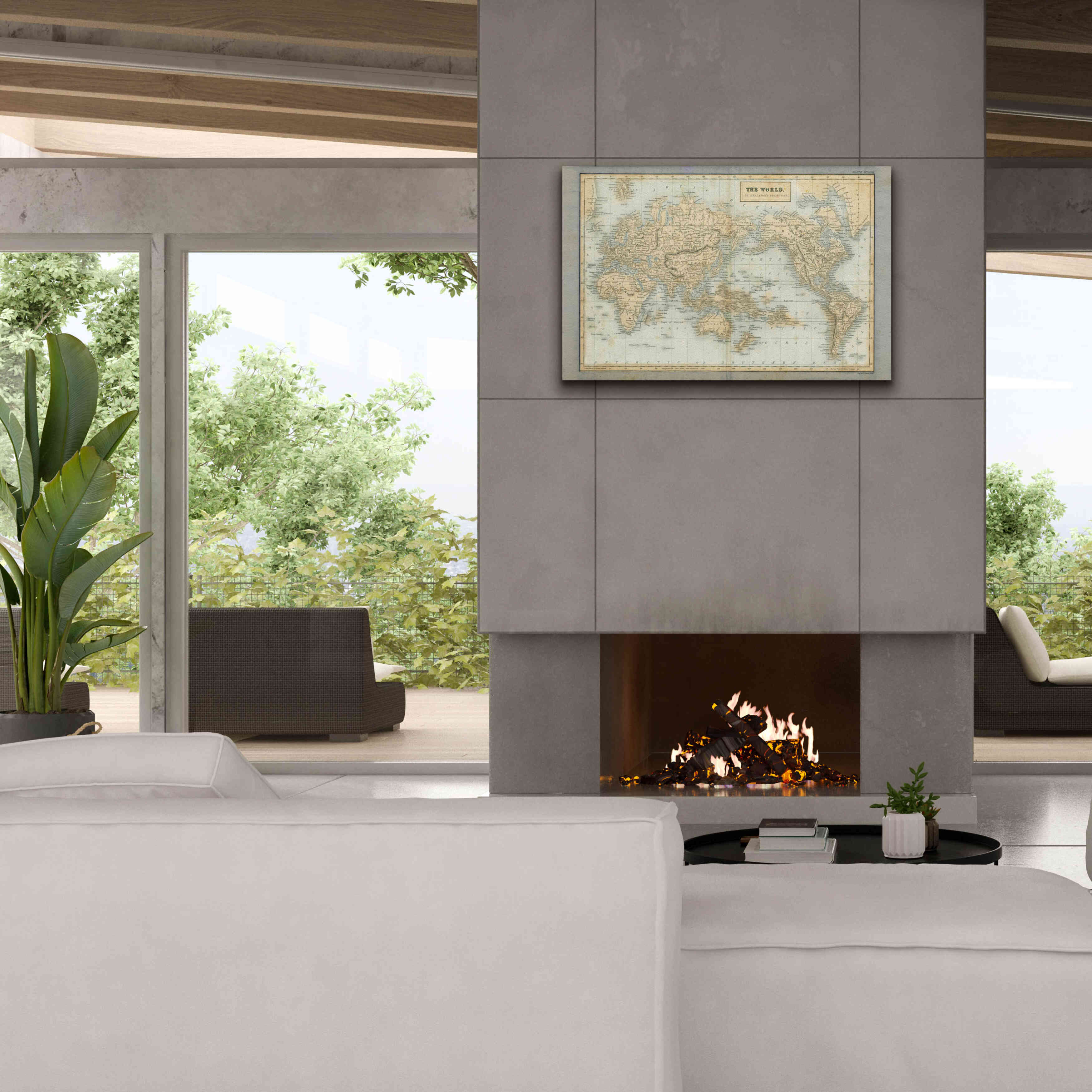 'The World Map Neutral' by Wild Apple Portfolio, Canvas Wall Art,40x26