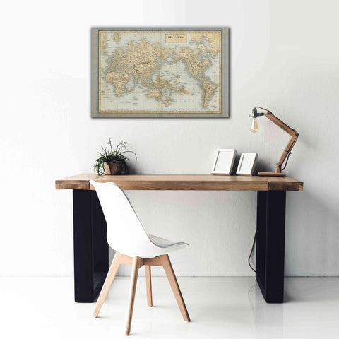 Image of 'The World Map Neutral' by Wild Apple Portfolio, Canvas Wall Art,40x26