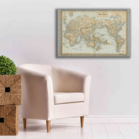 Image of 'The World Map Neutral' by Wild Apple Portfolio, Canvas Wall Art,40x26