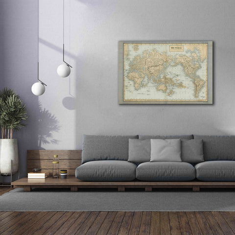 Image of 'The World Map Neutral' by Wild Apple Portfolio, Canvas Wall Art,60x40
