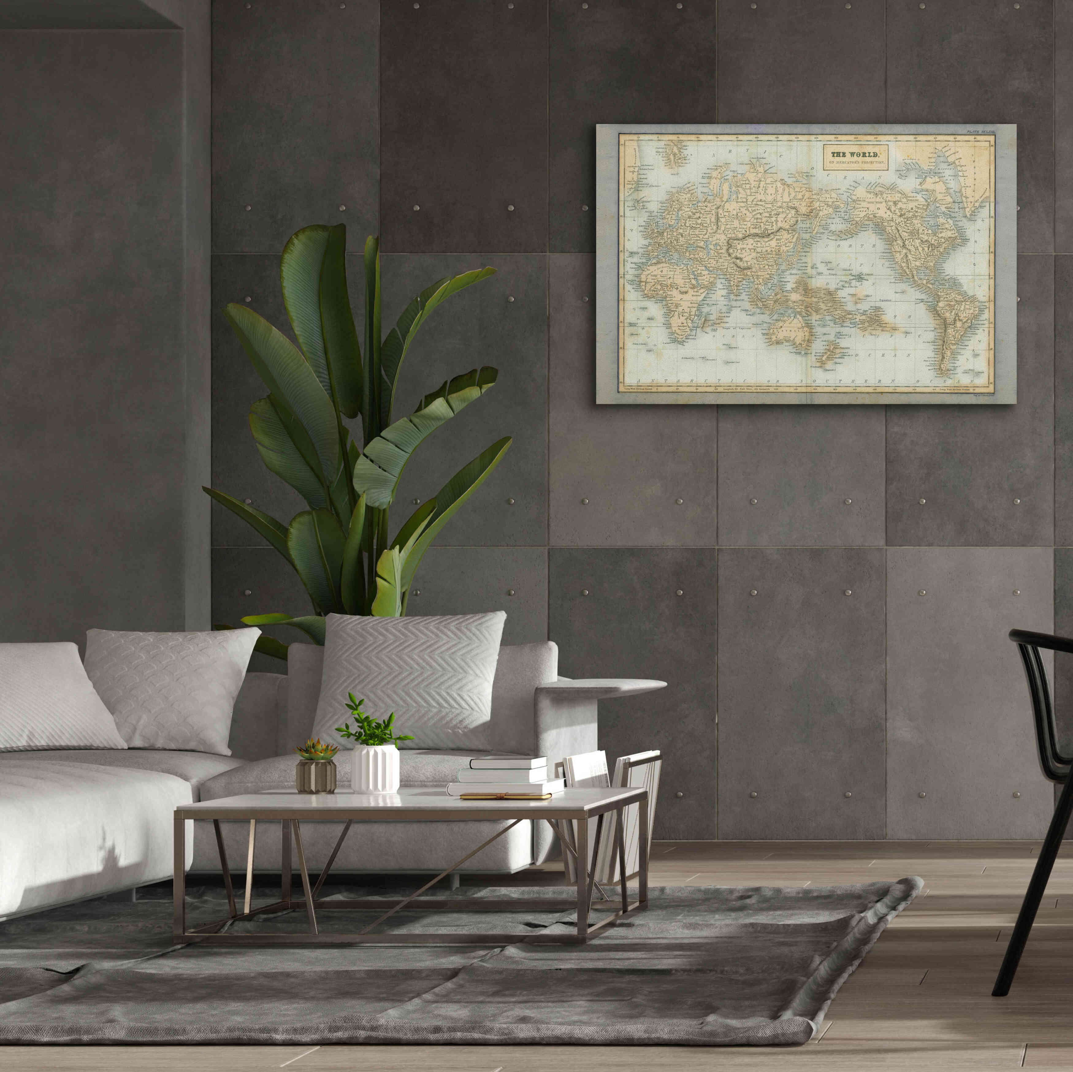 'The World Map Neutral' by Wild Apple Portfolio, Canvas Wall Art,60x40