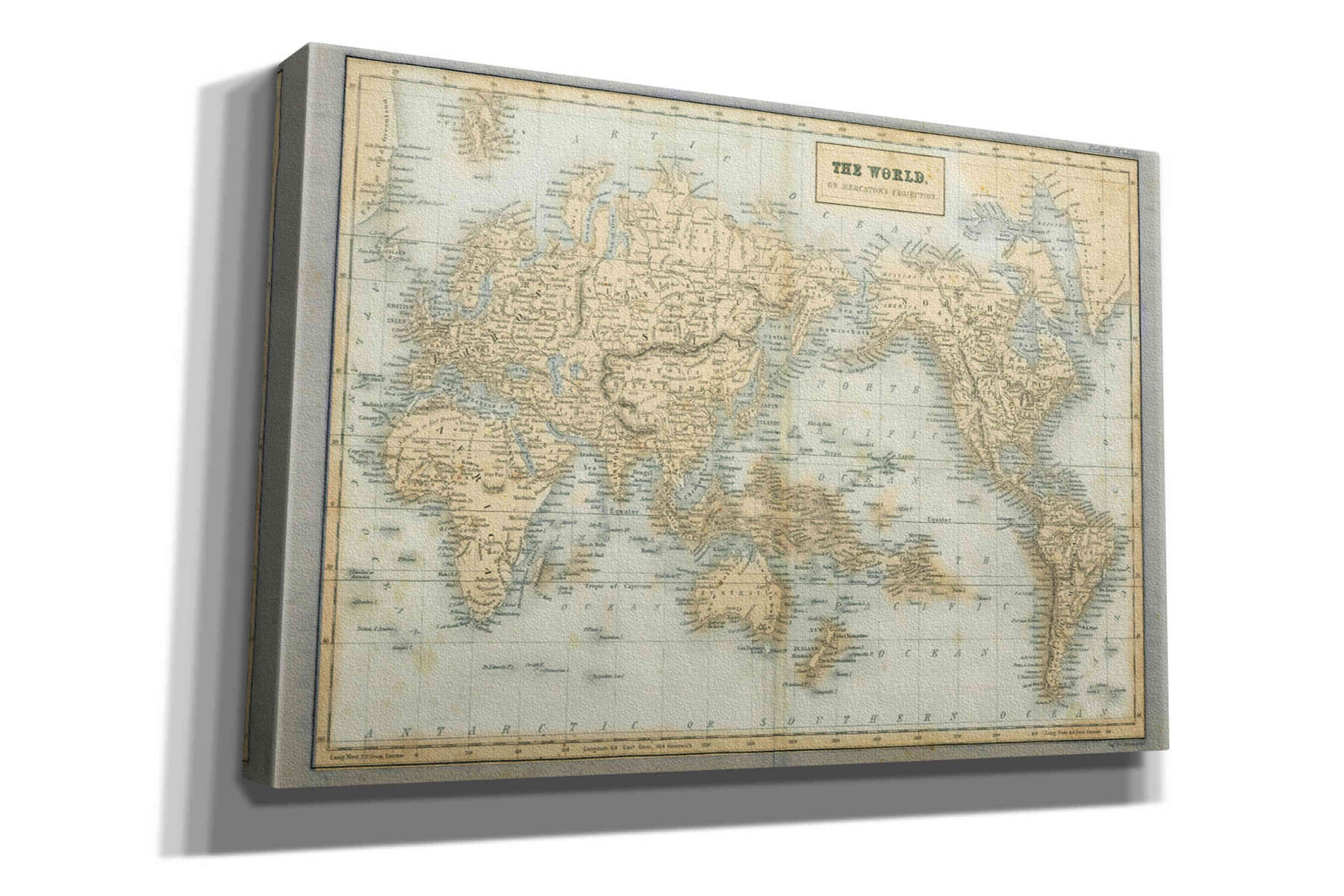 'The World Map Neutral' by Wild Apple Portfolio, Canvas Wall Art
