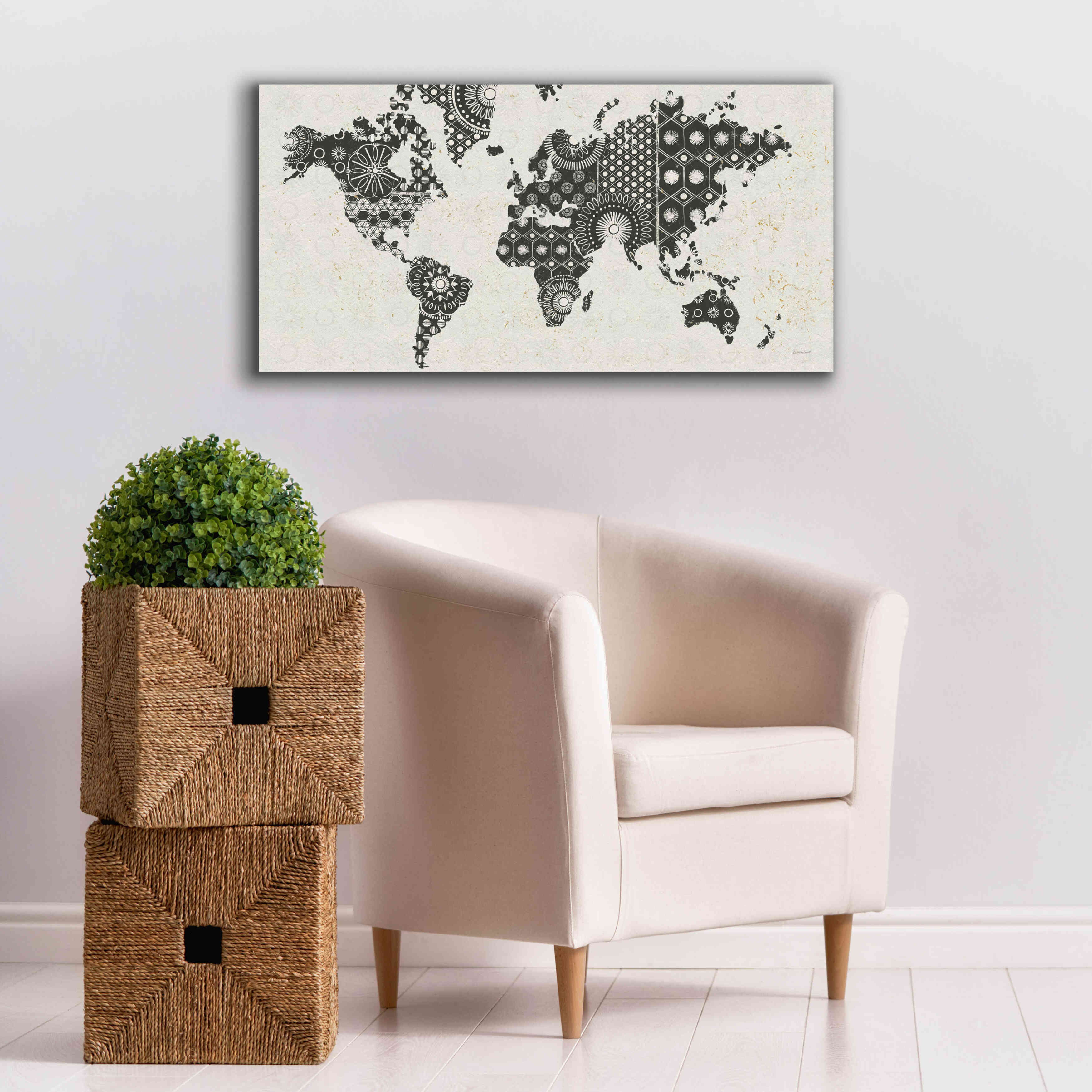 'Kami Map - No Border' by Kathrine Lovell, Canvas Wall Art,40x20