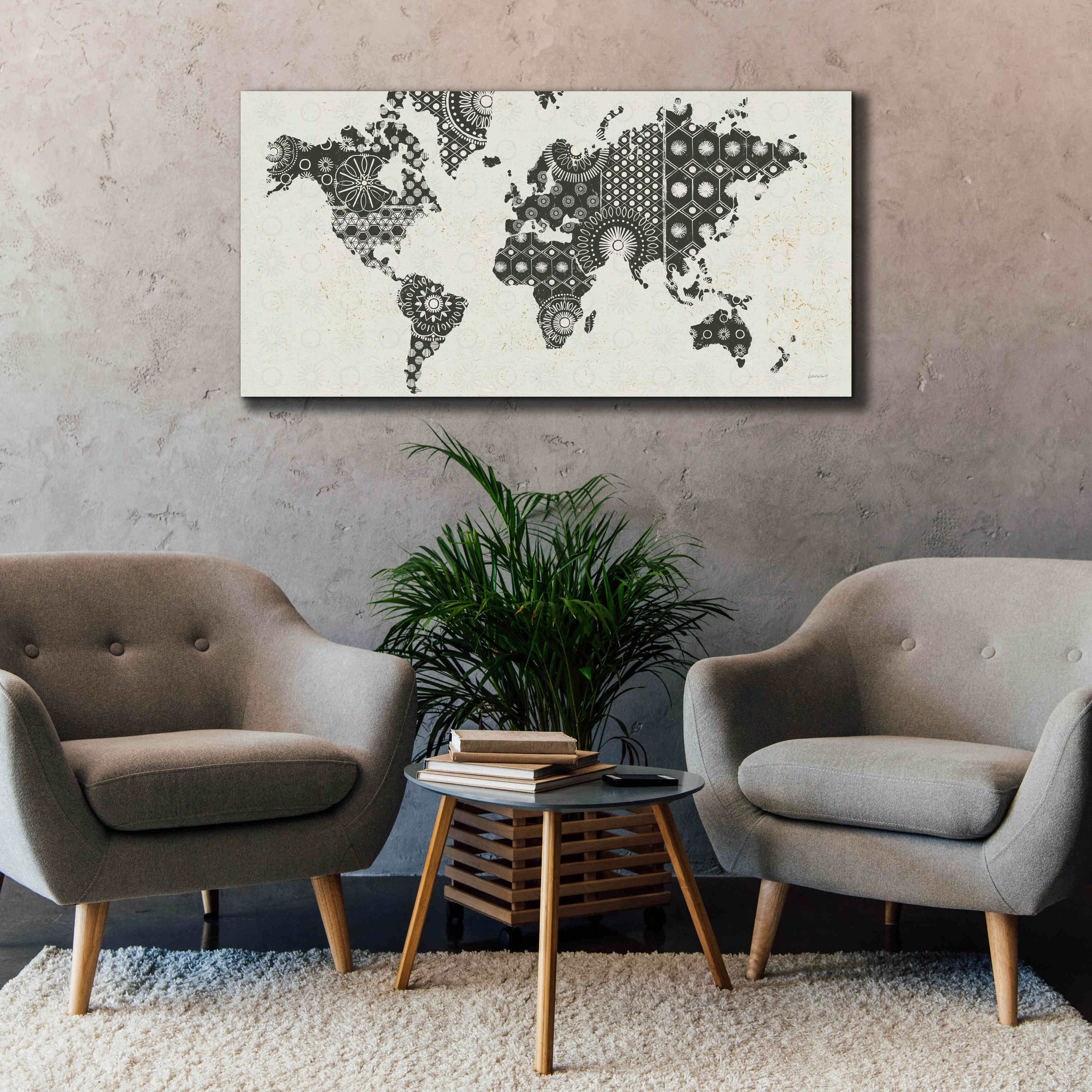 'Kami Map - No Border' by Kathrine Lovell, Canvas Wall Art,60x30