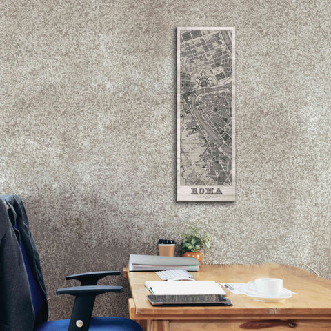 Image of 'Roma Map Panel on Wood' by Wild Apple Portfolio, Canvas Wall Art,12x36