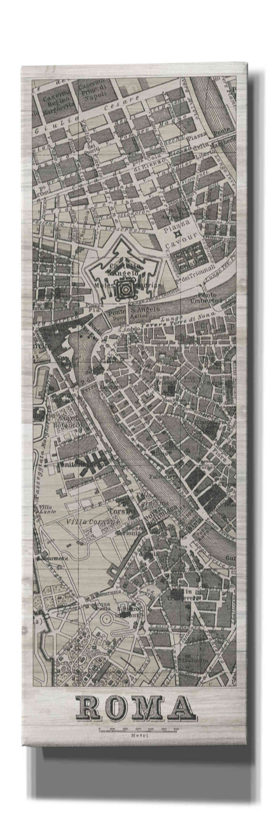 'Roma Map Panel on Wood' by Wild Apple Portfolio, Canvas Wall Art