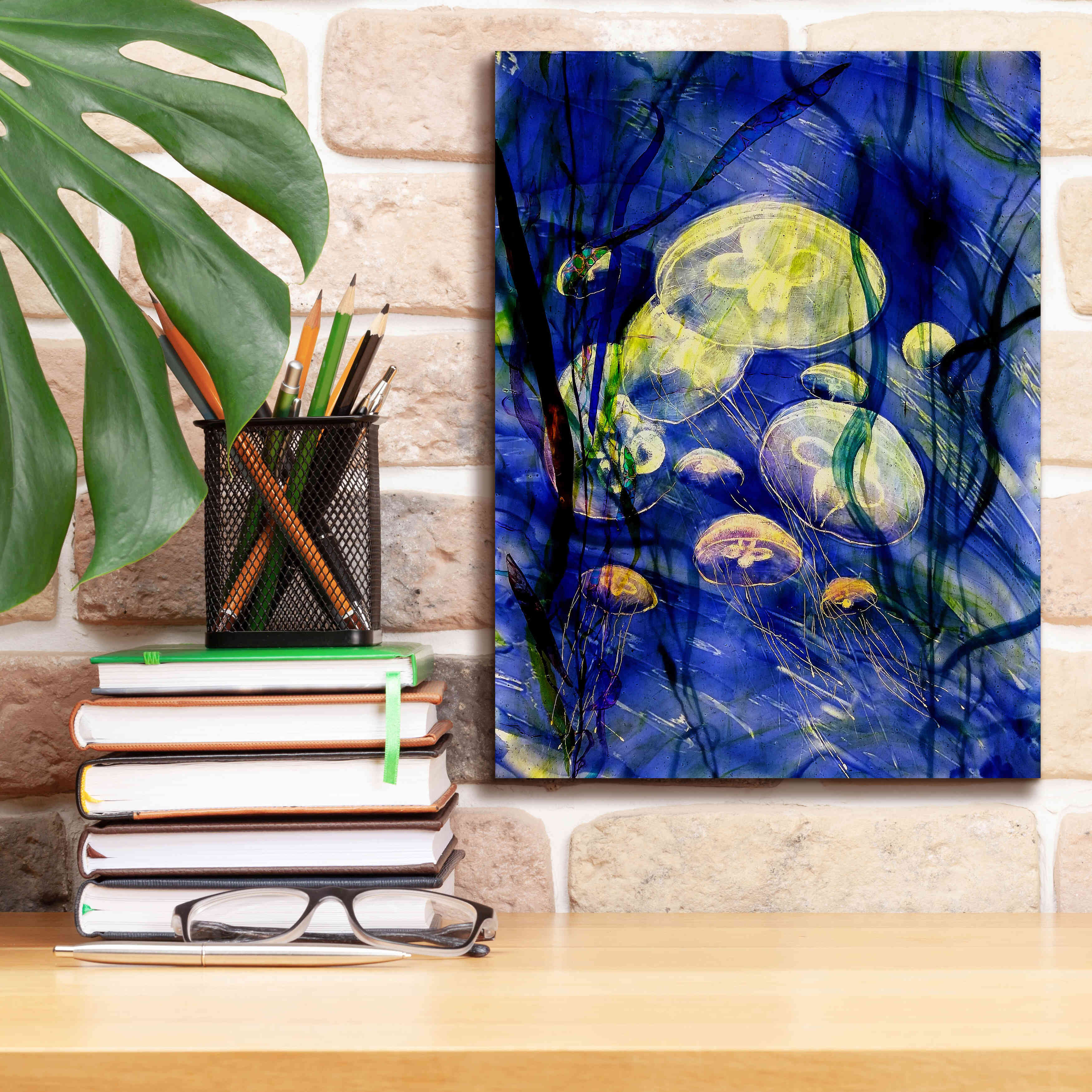 'Swimming With The Jellies' by Rita Shimelfarb, Giclee Canvas Wall Art,12x16