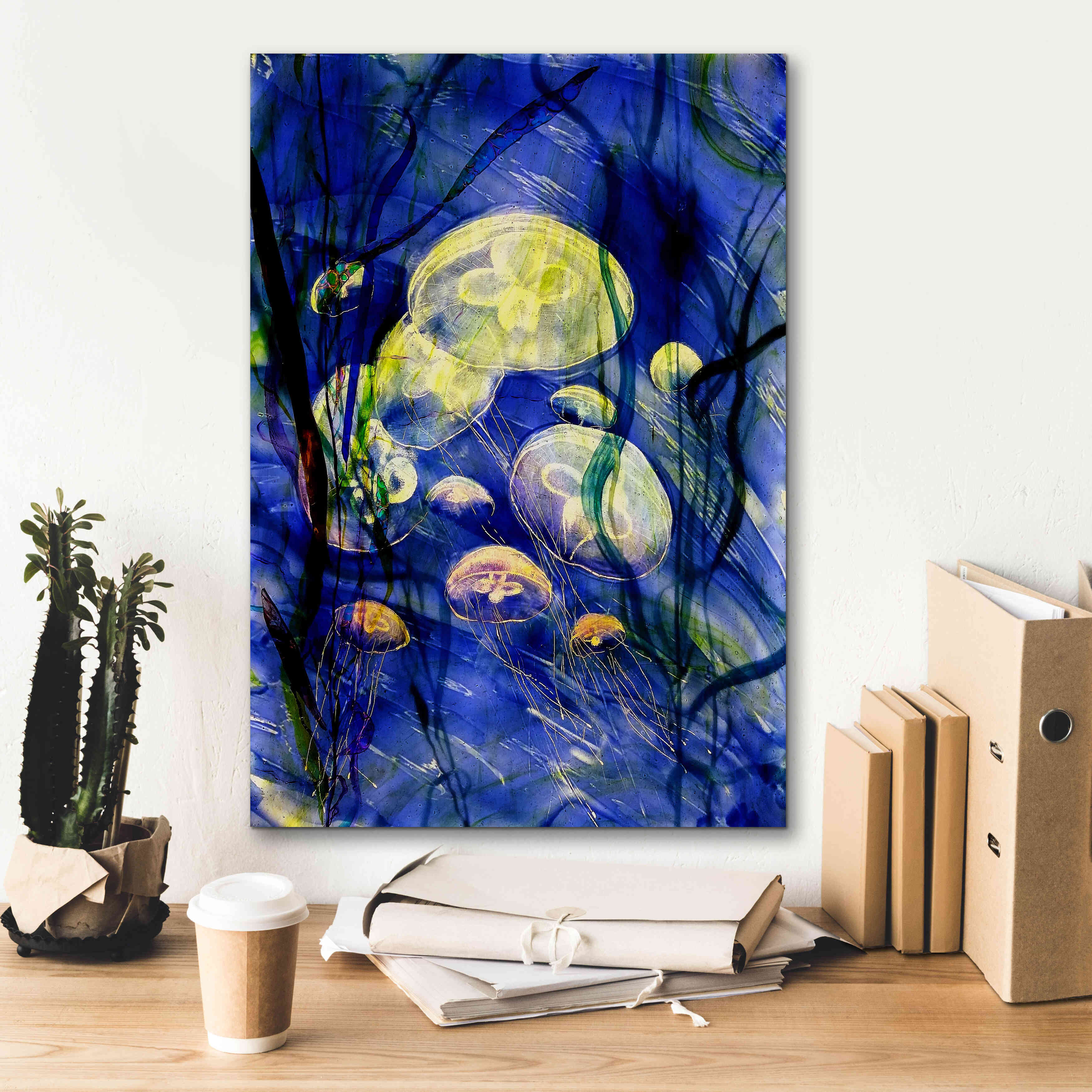 'Swimming With The Jellies' by Rita Shimelfarb, Giclee Canvas Wall Art,18x26