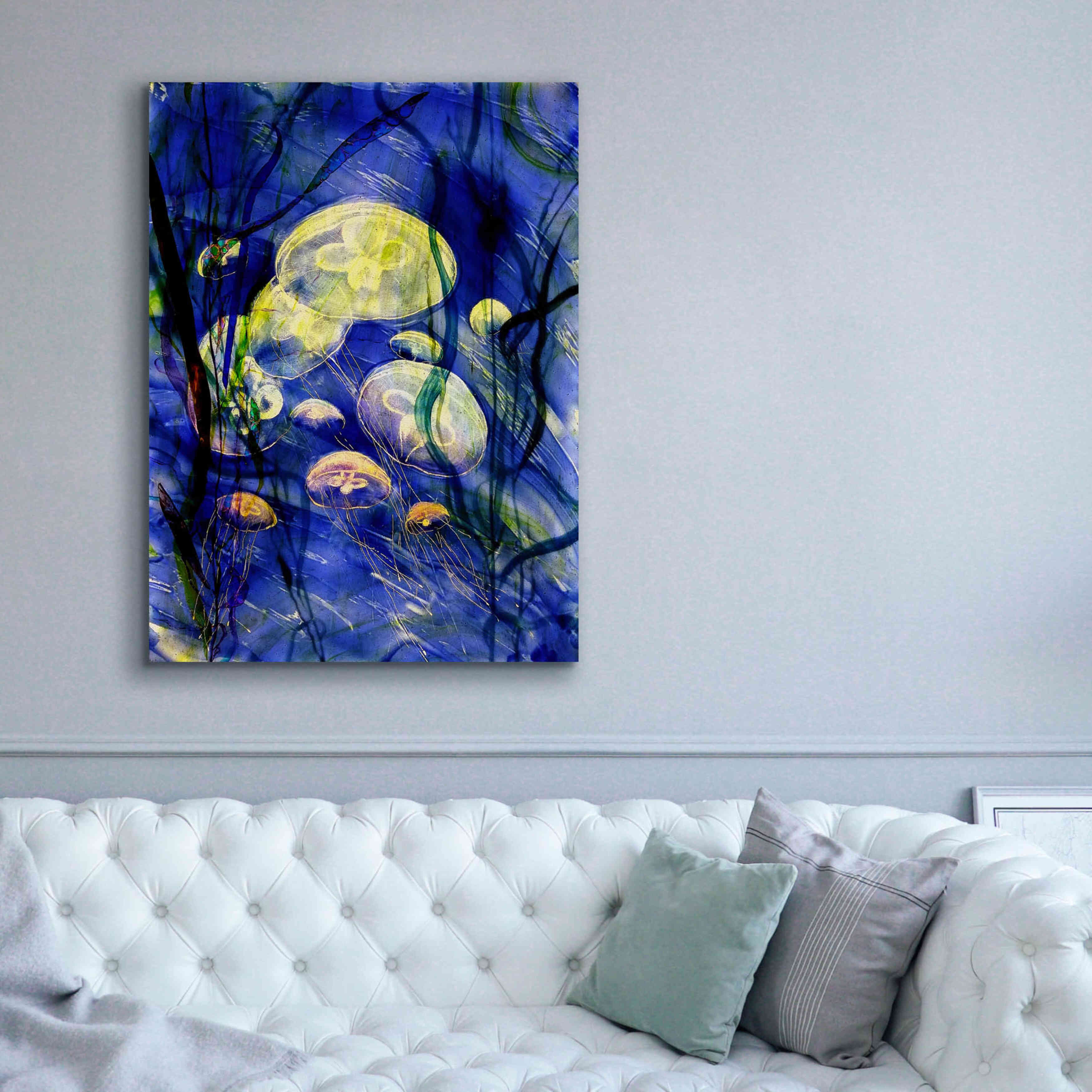 'Swimming With The Jellies' by Rita Shimelfarb, Giclee Canvas Wall Art,40x54