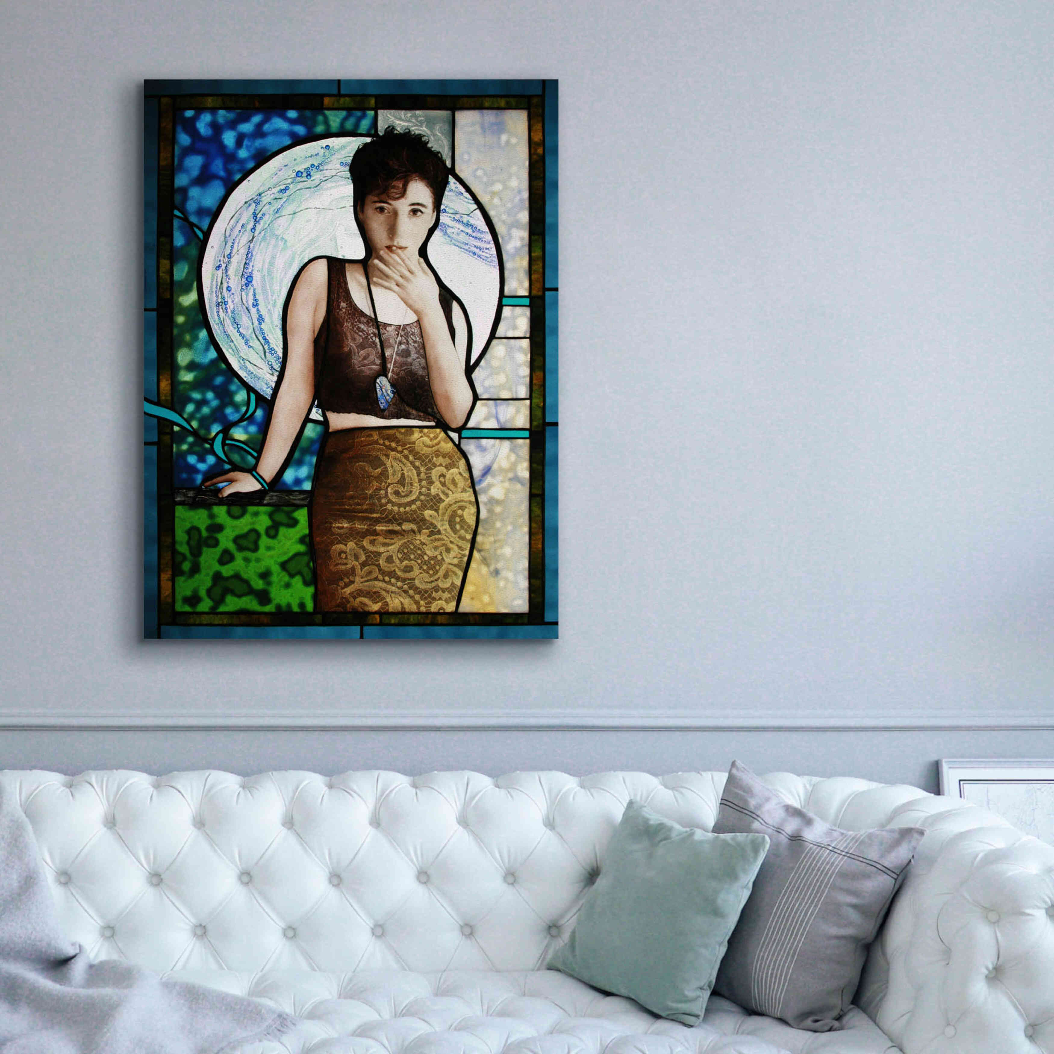 'Blueheart' by Rita Shimelfarb, Giclee Canvas Wall Art,40x54