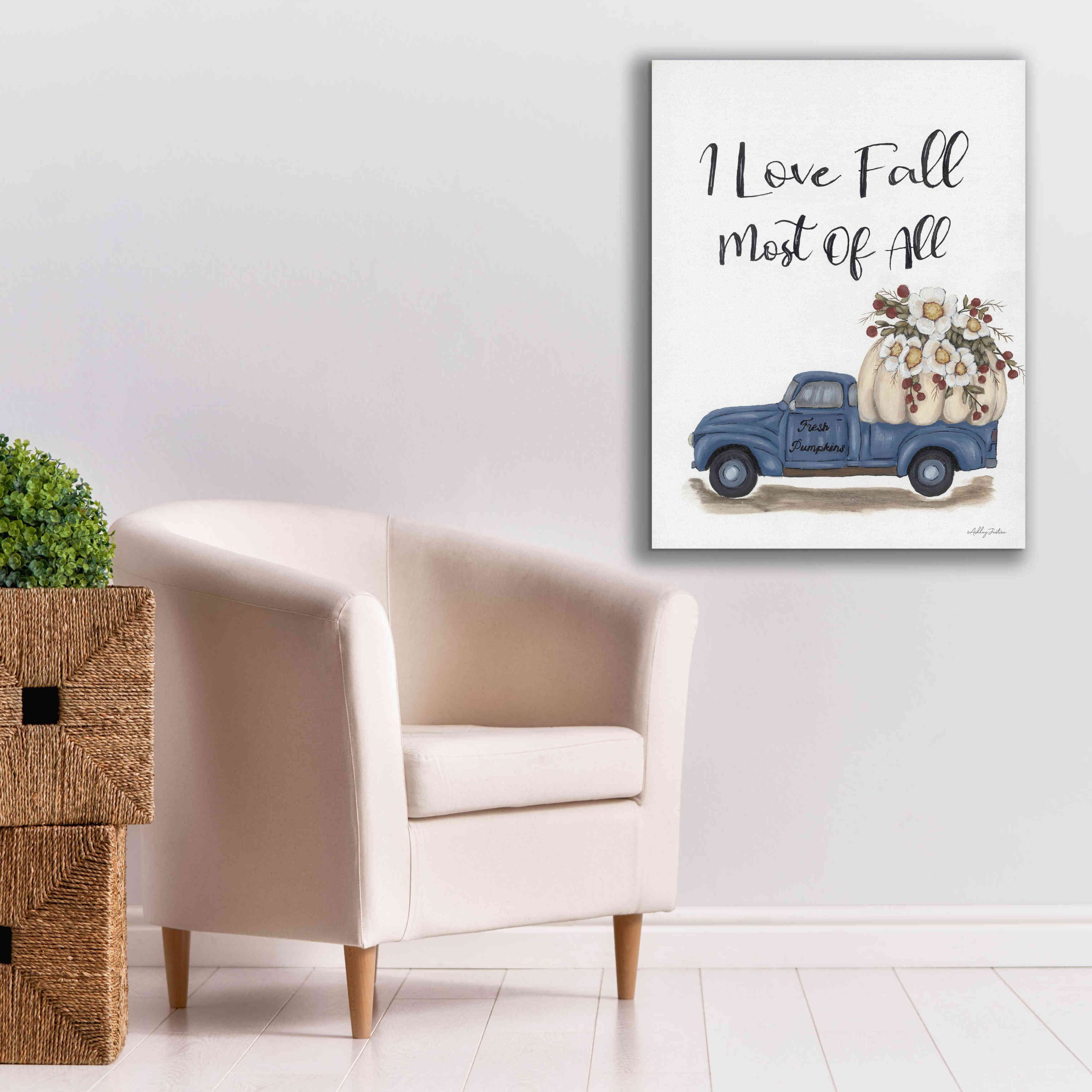 'I Love Fall Most of All' by Ashley Justice, Giclee Canvas Wall Art,26x34