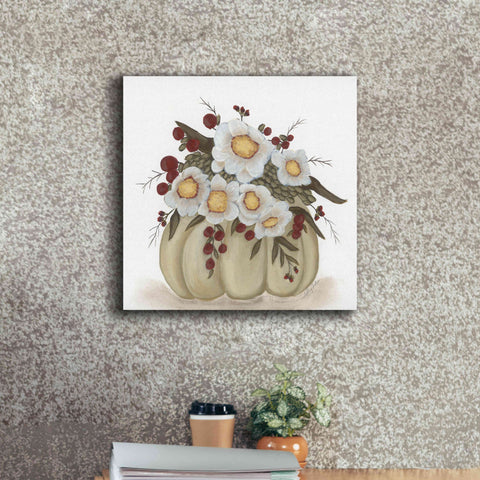 Image of 'Floral Pumpkin' by Ashley Justice, Giclee Canvas Wall Art,18x18