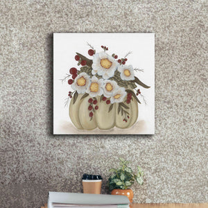 'Floral Pumpkin' by Ashley Justice, Giclee Canvas Wall Art,18x18