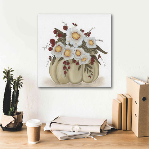 Image of 'Floral Pumpkin' by Ashley Justice, Giclee Canvas Wall Art,18x18