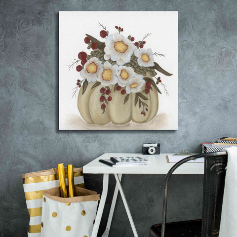 Image of 'Floral Pumpkin' by Ashley Justice, Giclee Canvas Wall Art,26x26