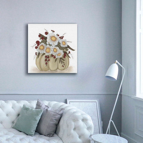 Image of 'Floral Pumpkin' by Ashley Justice, Giclee Canvas Wall Art,37x37