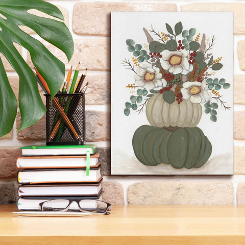 Image of 'Floral Pumpkin Stack' by Ashley Justice, Giclee Canvas Wall Art,12x16