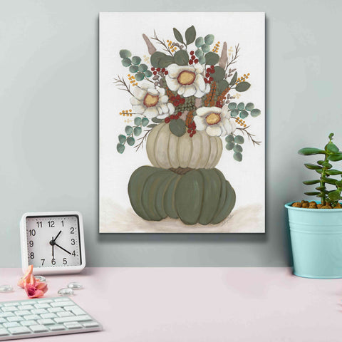 Image of 'Floral Pumpkin Stack' by Ashley Justice, Giclee Canvas Wall Art,12x16