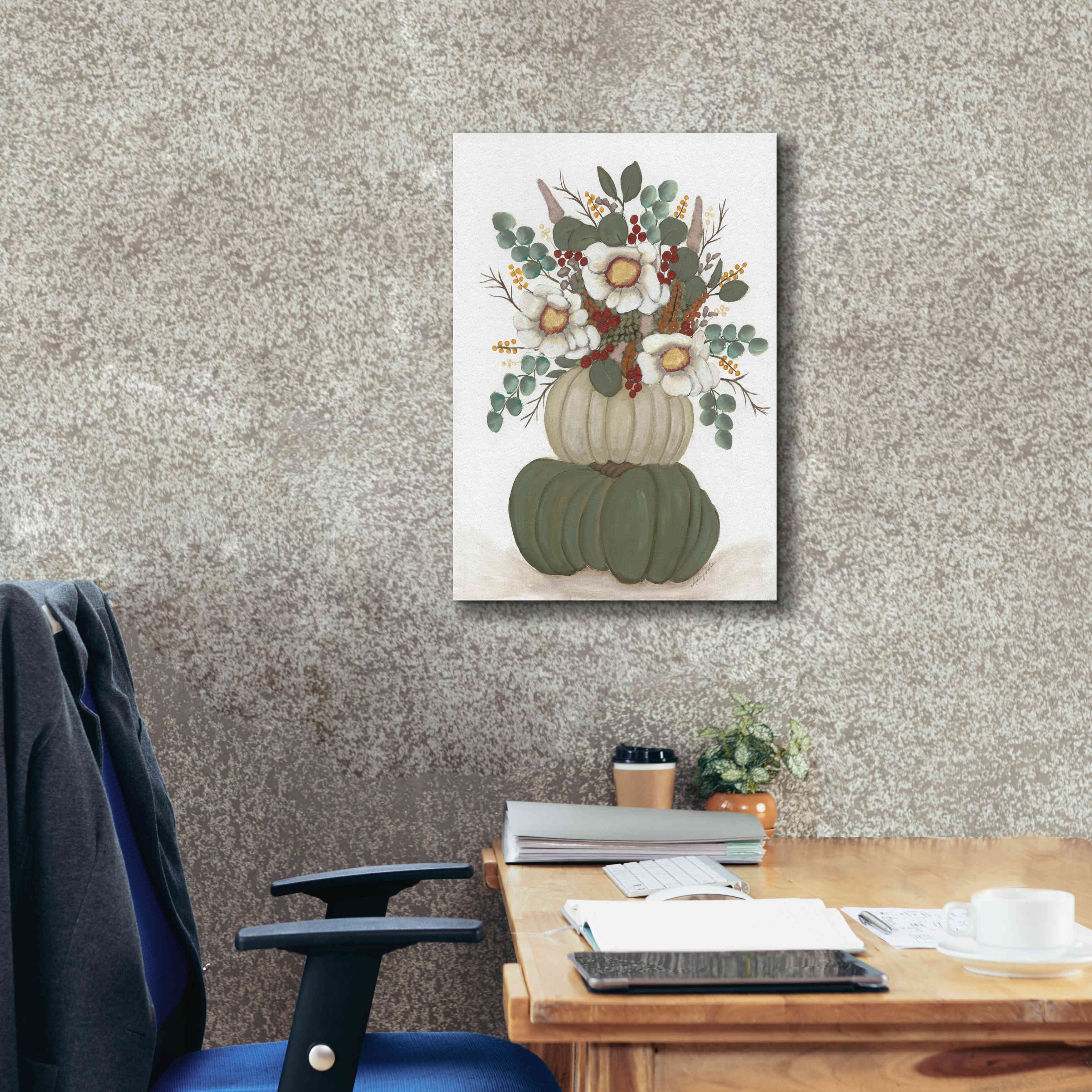 'Floral Pumpkin Stack' by Ashley Justice, Giclee Canvas Wall Art,18x26