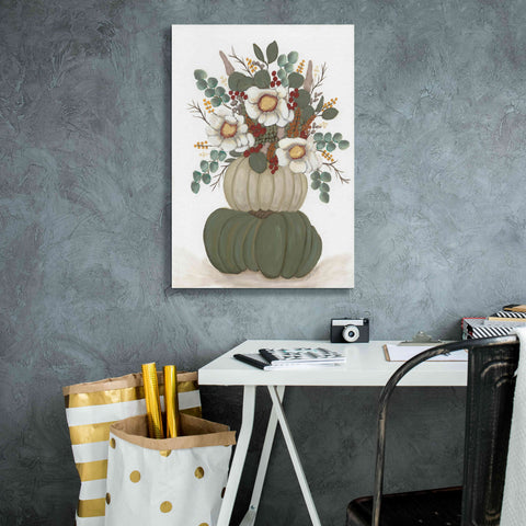 Image of 'Floral Pumpkin Stack' by Ashley Justice, Giclee Canvas Wall Art,18x26