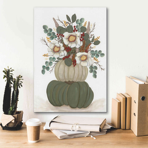 Image of 'Floral Pumpkin Stack' by Ashley Justice, Giclee Canvas Wall Art,18x26