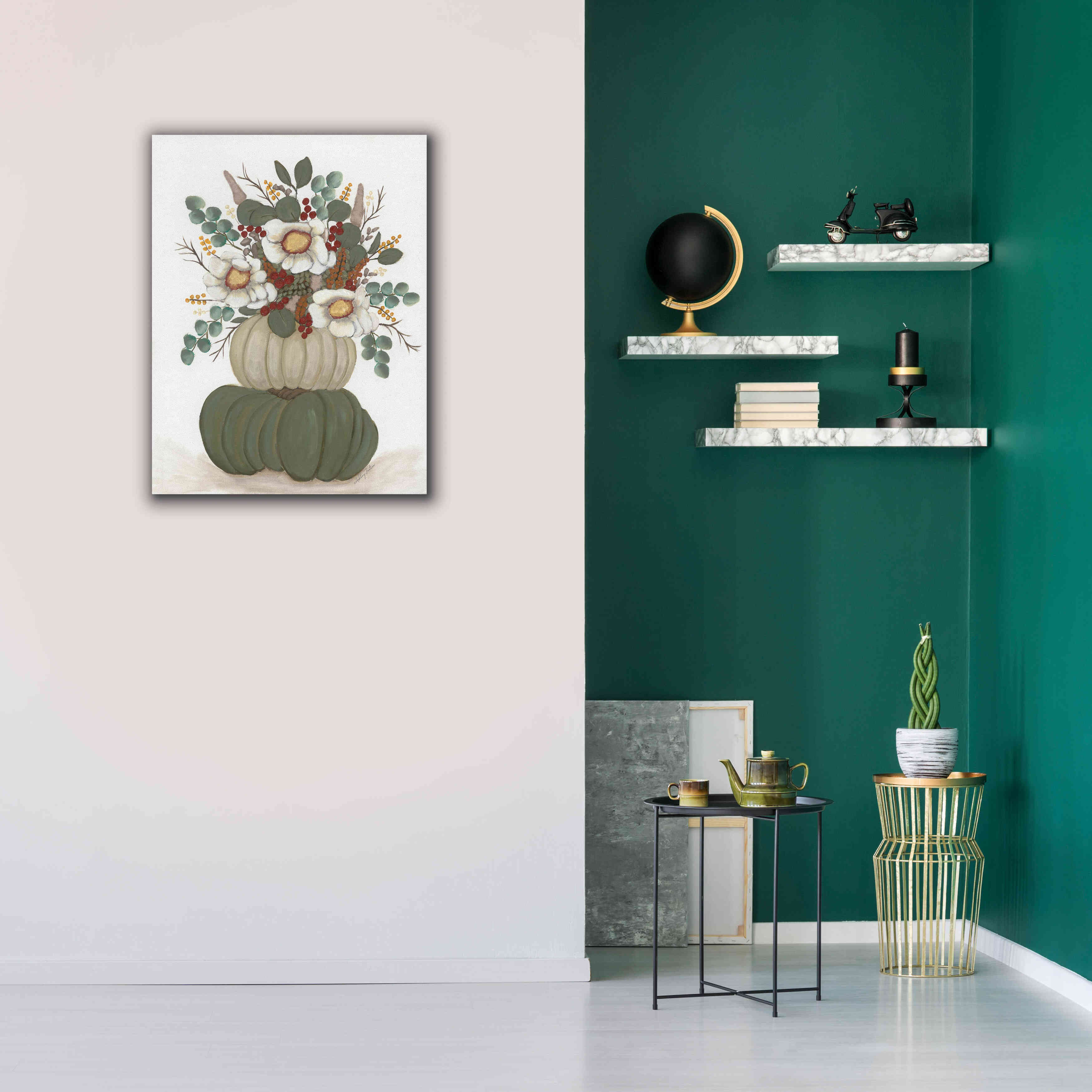 'Floral Pumpkin Stack' by Ashley Justice, Giclee Canvas Wall Art,26x34