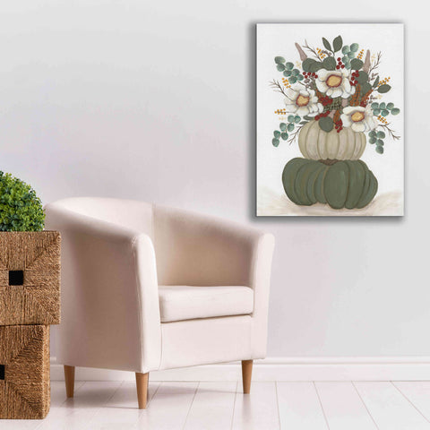 Image of 'Floral Pumpkin Stack' by Ashley Justice, Giclee Canvas Wall Art,26x34