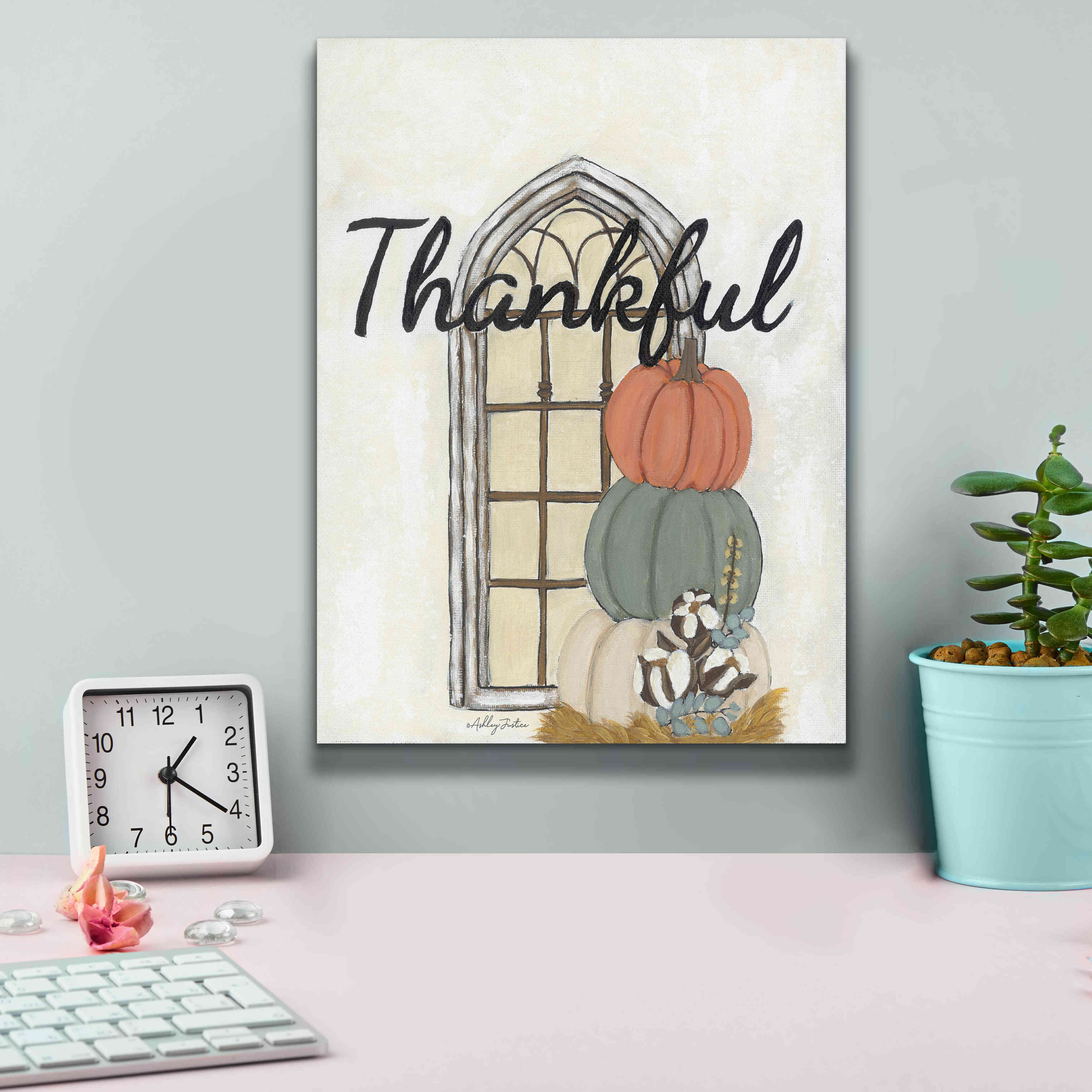 'Fall Thankful' by Ashley Justice, Giclee Canvas Wall Art,12x16