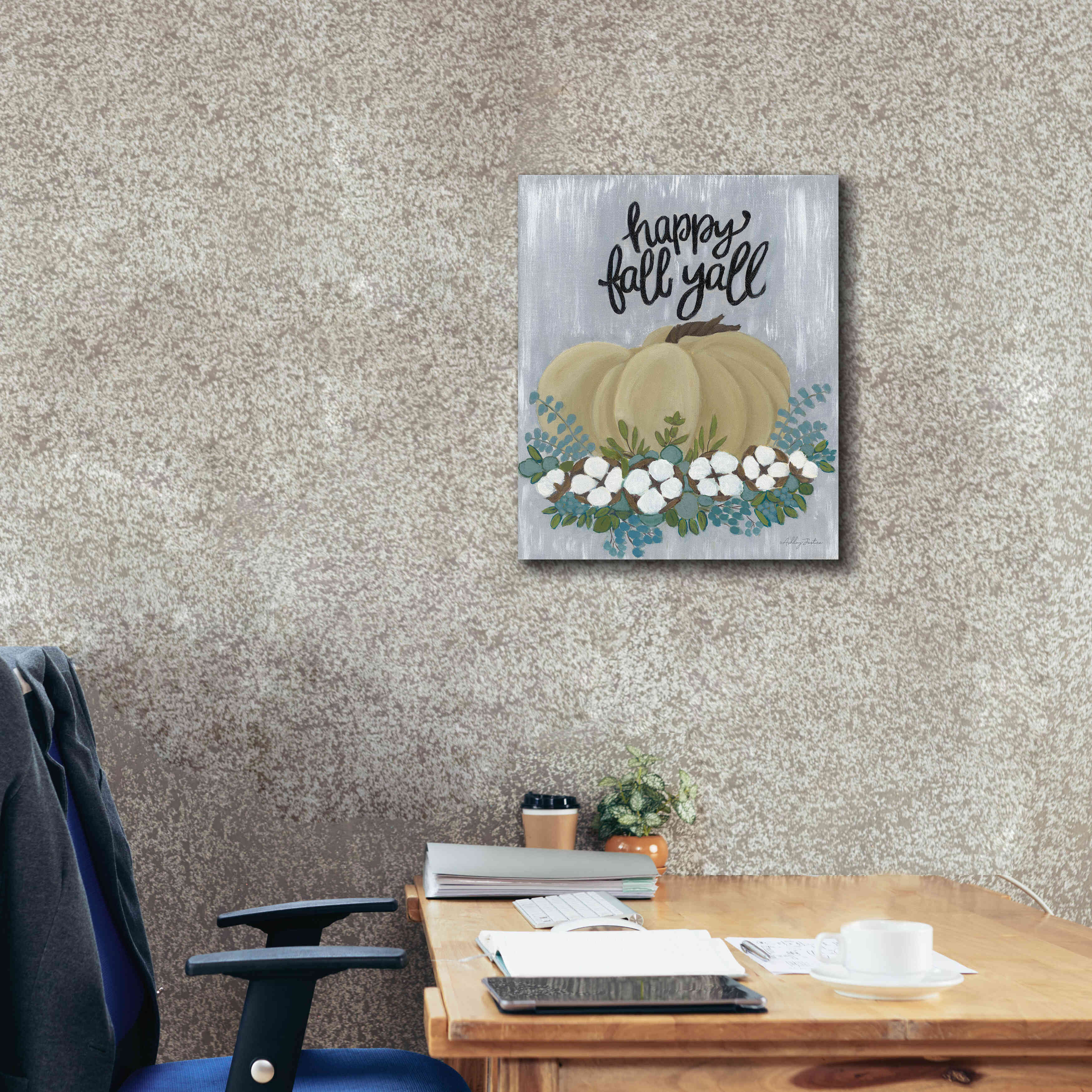 'Happy Fall Y'All' by Ashley Justice, Giclee Canvas Wall Art,20x24