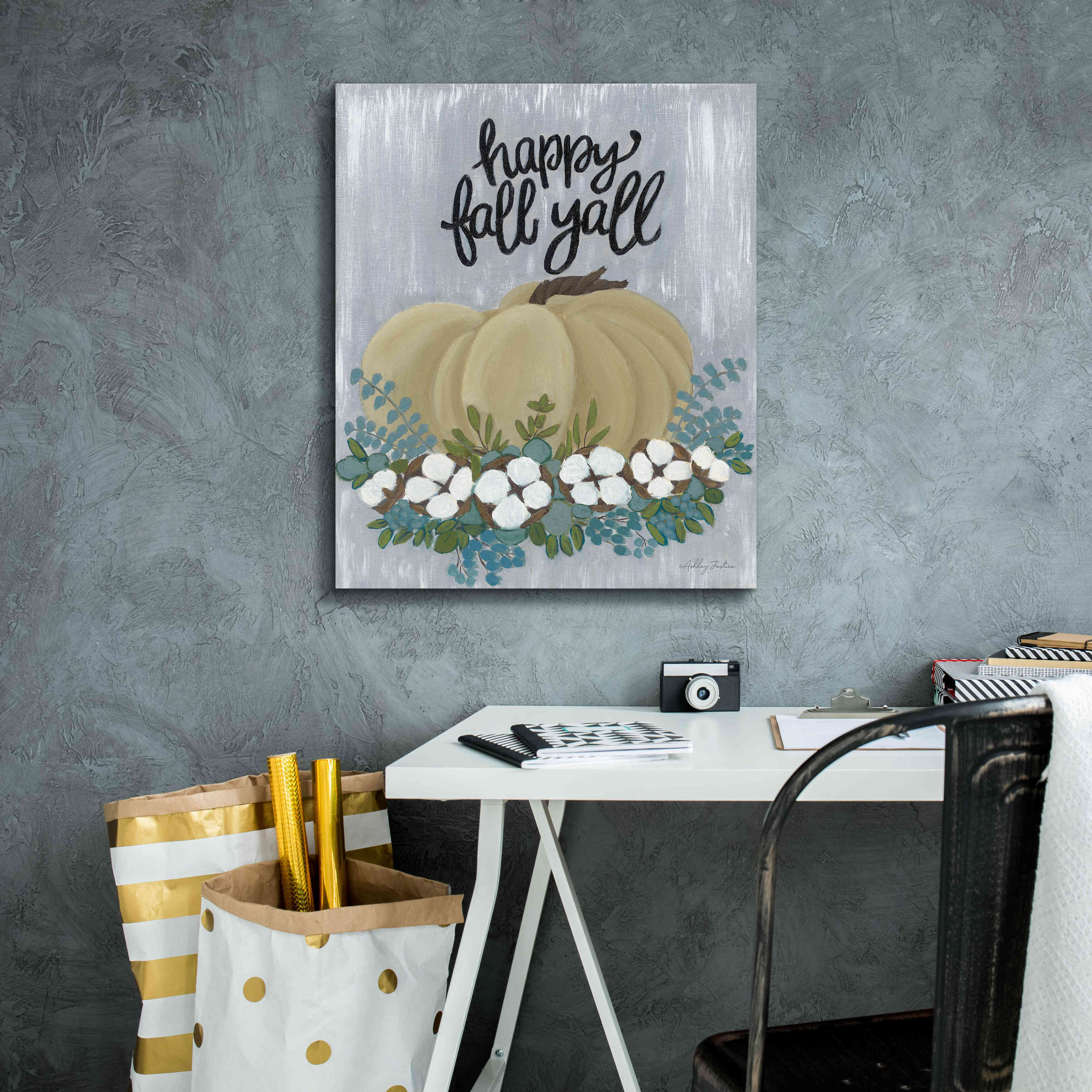 'Happy Fall Y'All' by Ashley Justice, Giclee Canvas Wall Art,20x24