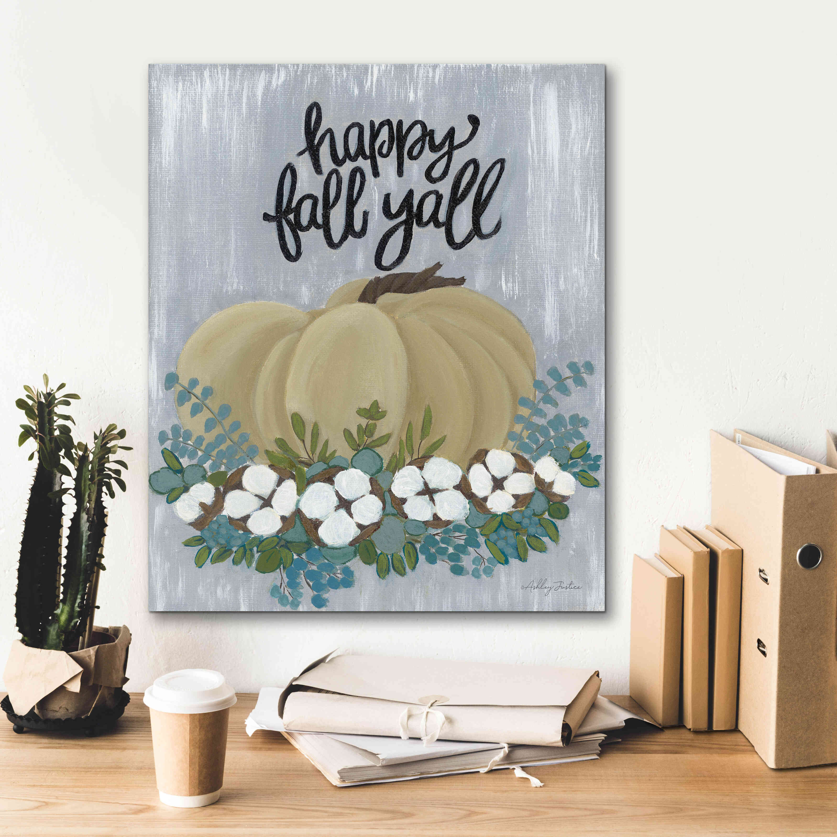 'Happy Fall Y'All' by Ashley Justice, Giclee Canvas Wall Art,20x24