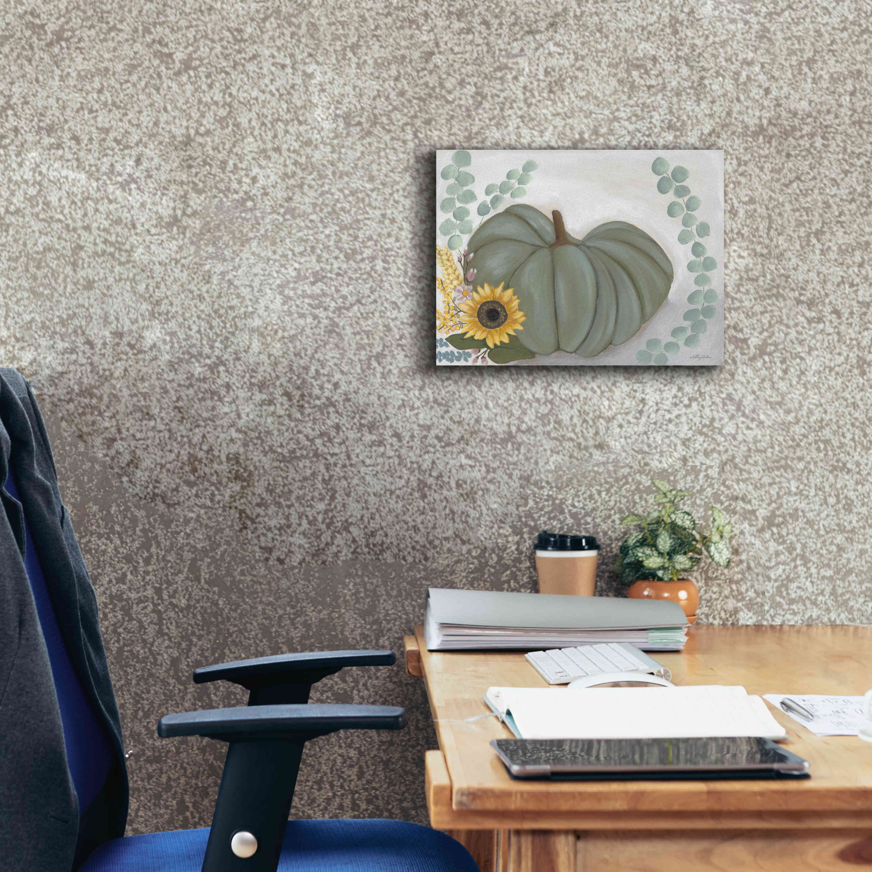 'Green Pumpkin' by Ashley Justice, Giclee Canvas Wall Art,16x12