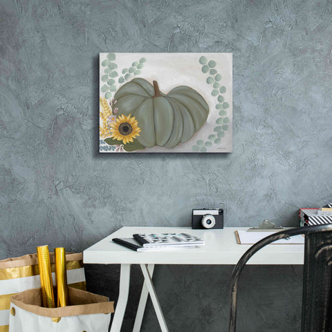 Image of 'Green Pumpkin' by Ashley Justice, Giclee Canvas Wall Art,16x12