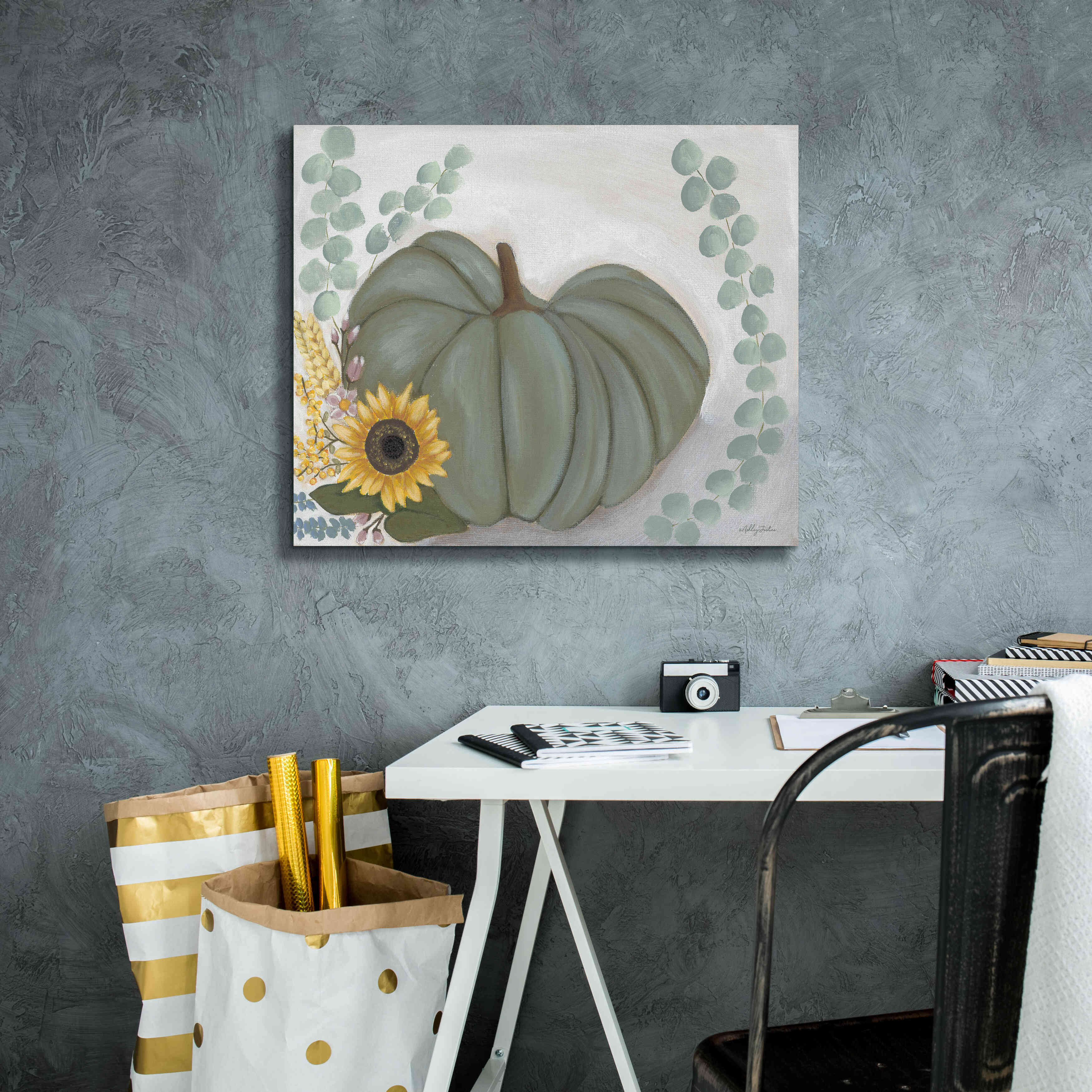 'Green Pumpkin' by Ashley Justice, Giclee Canvas Wall Art,24x20