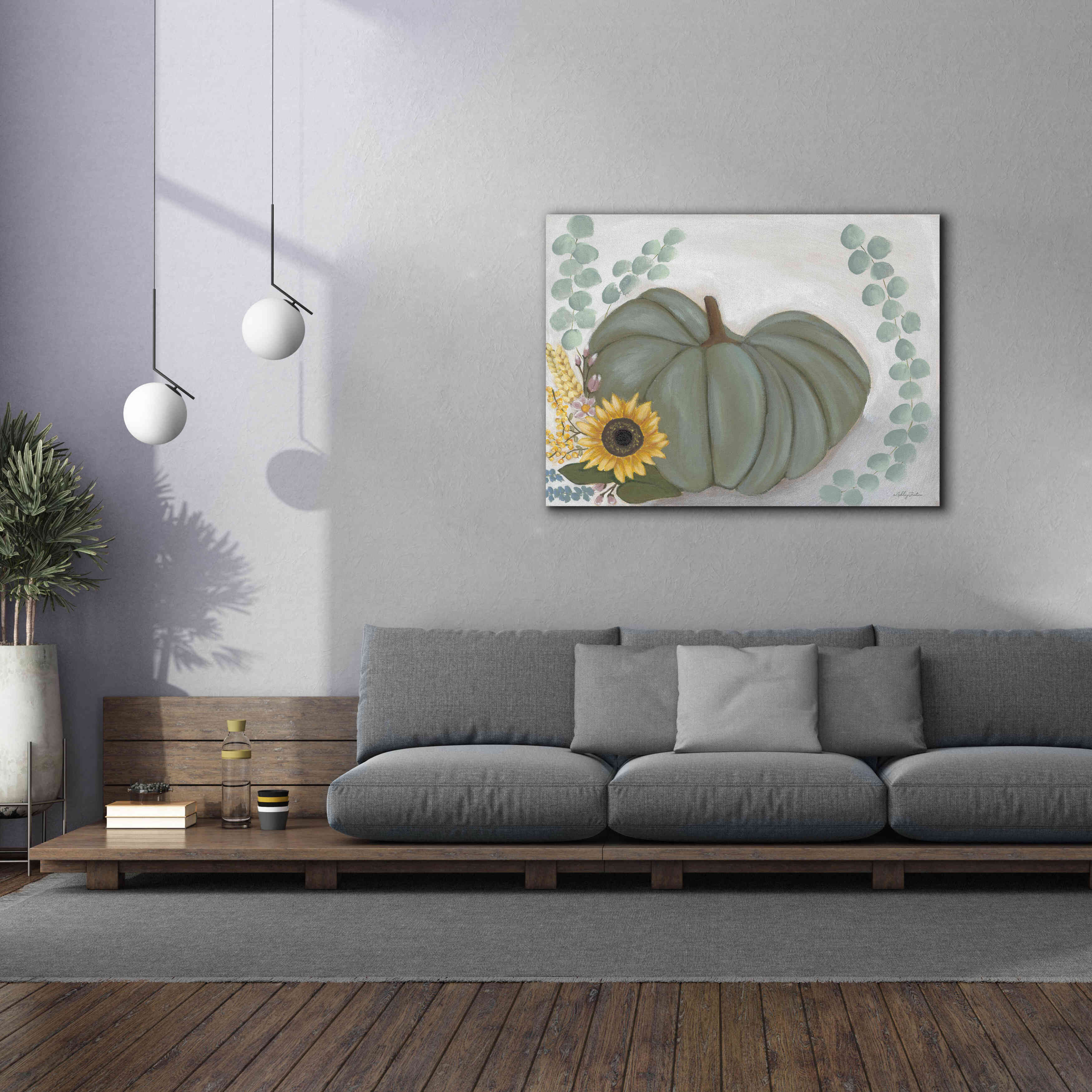 'Green Pumpkin' by Ashley Justice, Giclee Canvas Wall Art,54x40