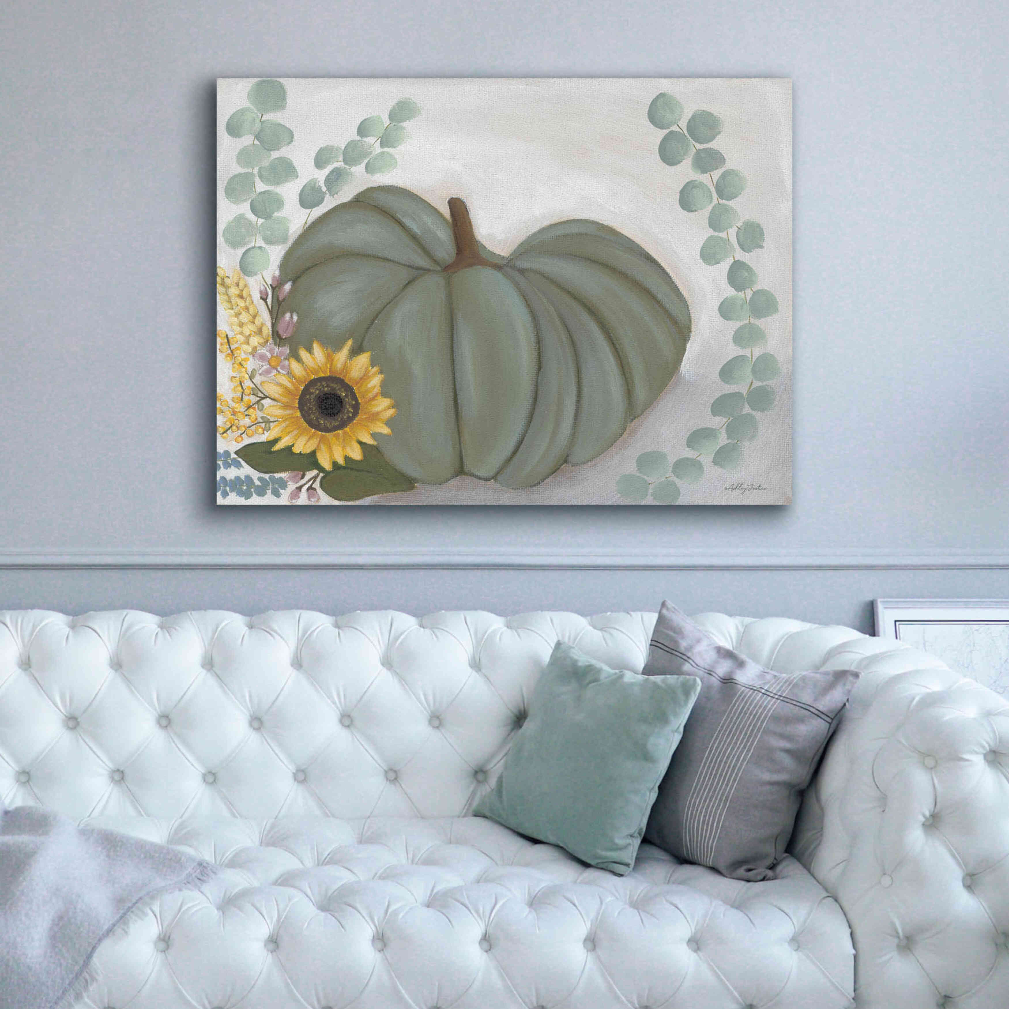 'Green Pumpkin' by Ashley Justice, Giclee Canvas Wall Art,54x40