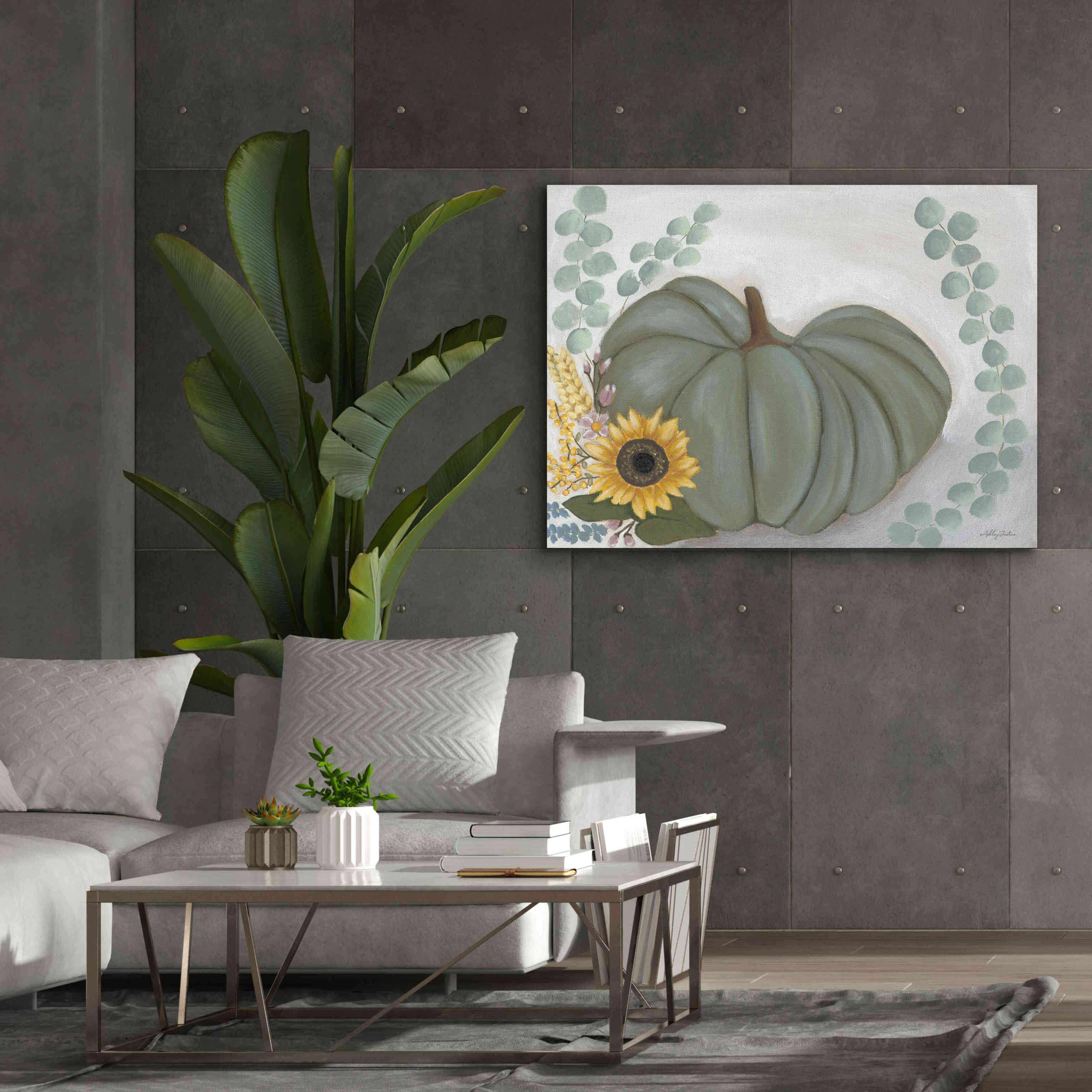 'Green Pumpkin' by Ashley Justice, Giclee Canvas Wall Art,54x40