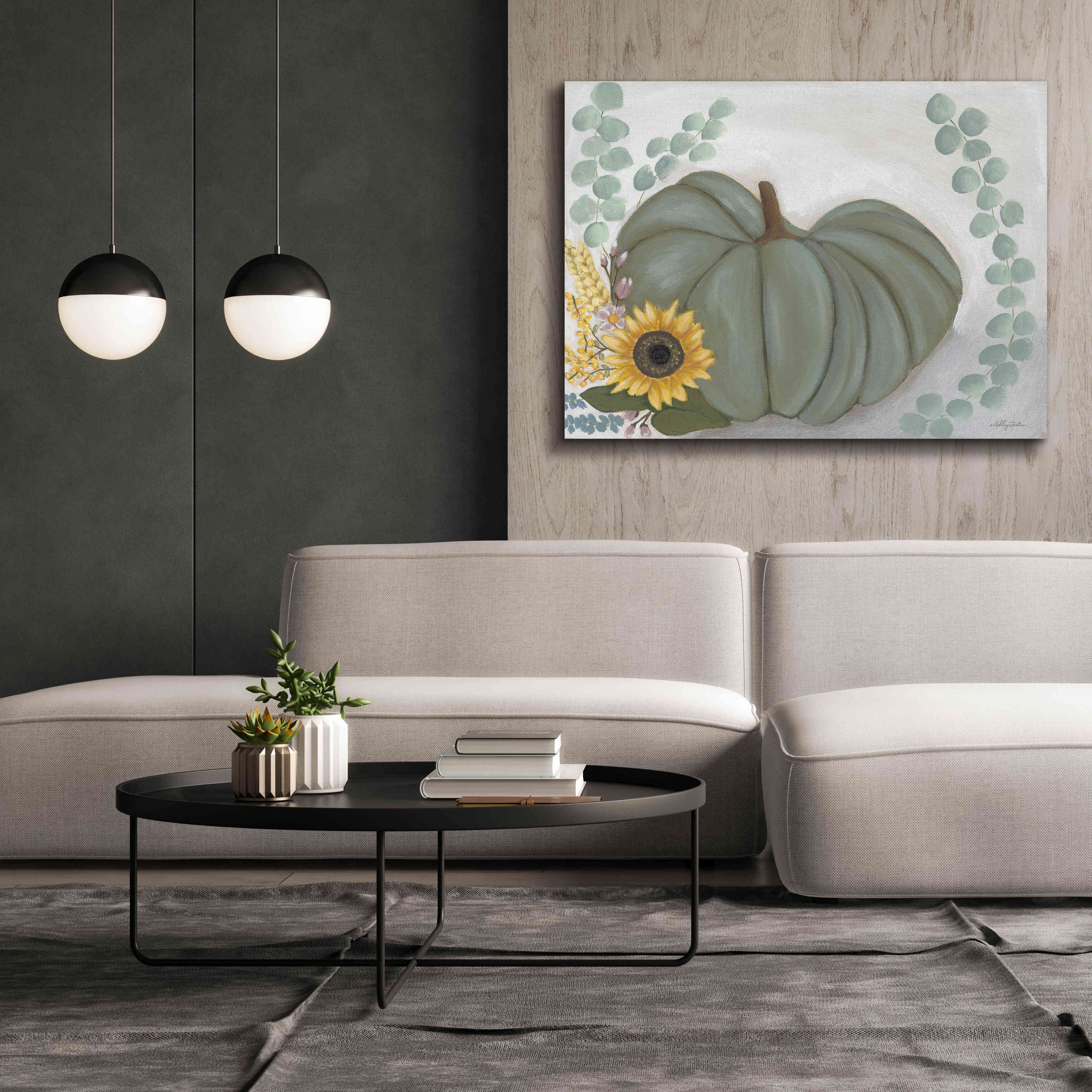 'Green Pumpkin' by Ashley Justice, Giclee Canvas Wall Art,54x40