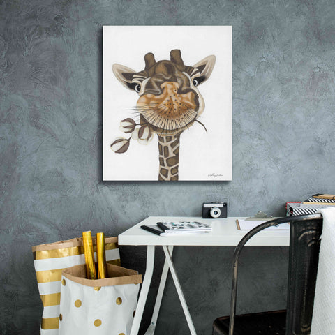 Image of 'Giraffe with Cotton' by Ashley Justice, Giclee Canvas Wall Art,20x24