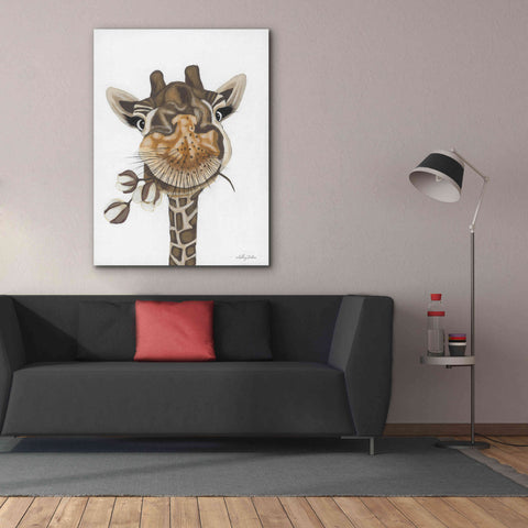 Image of 'Giraffe with Cotton' by Ashley Justice, Giclee Canvas Wall Art,40x54