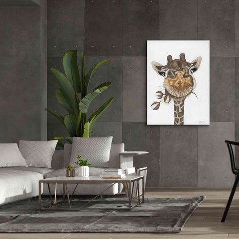 Image of 'Giraffe with Cotton' by Ashley Justice, Giclee Canvas Wall Art,40x54
