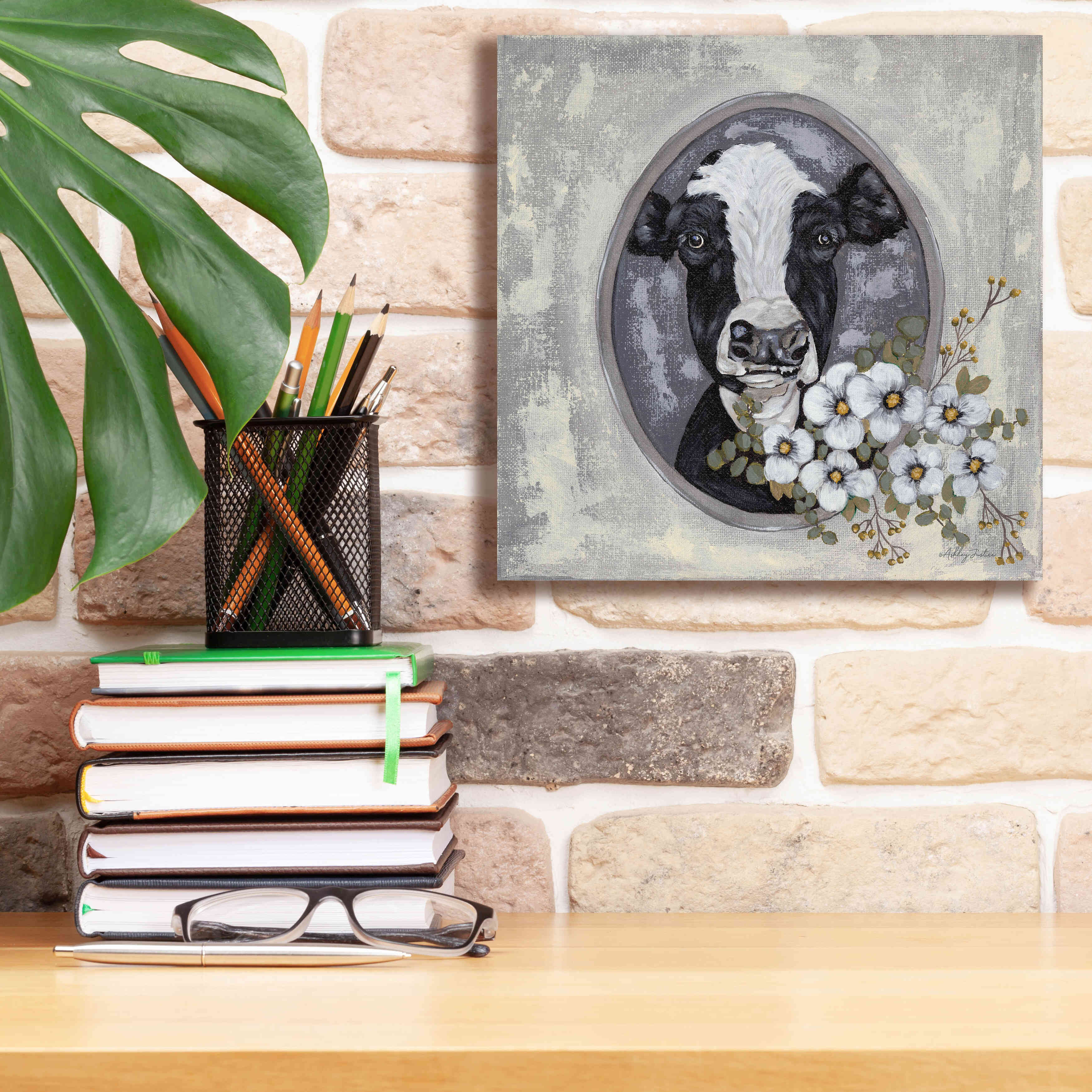 'Framed Cow' by Ashley Justice, Giclee Canvas Wall Art,12x12