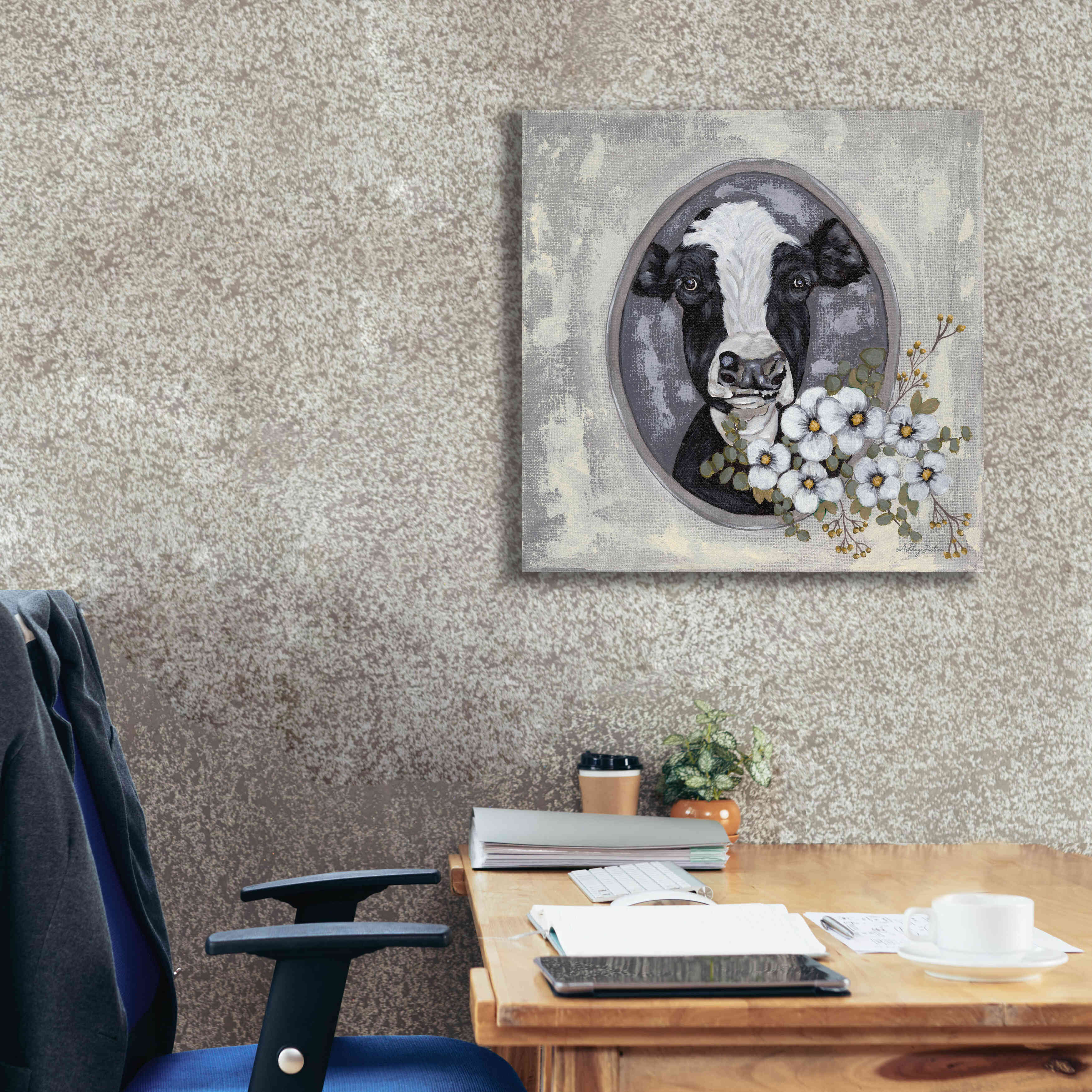 'Framed Cow' by Ashley Justice, Giclee Canvas Wall Art,26x26