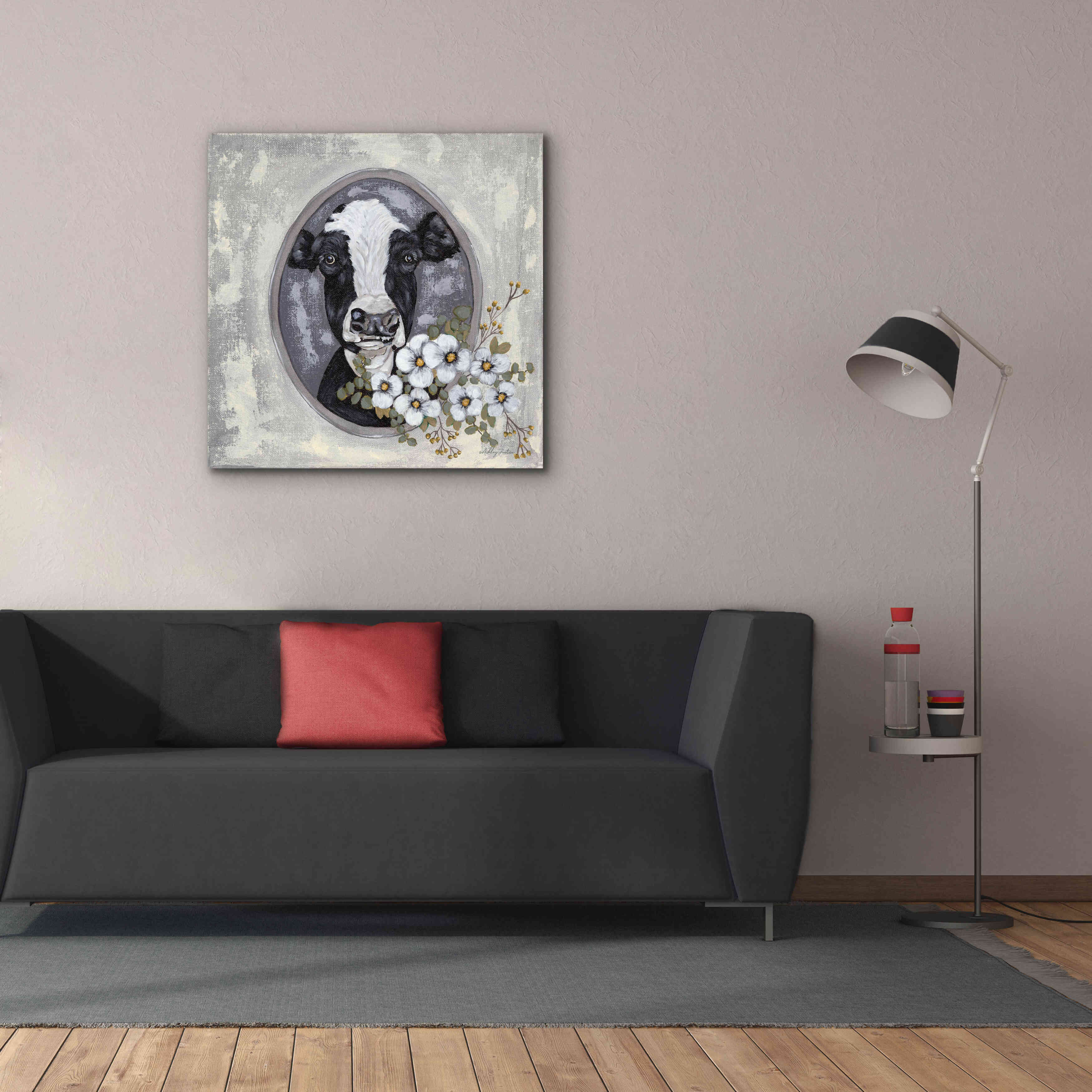 'Framed Cow' by Ashley Justice, Giclee Canvas Wall Art,37x37