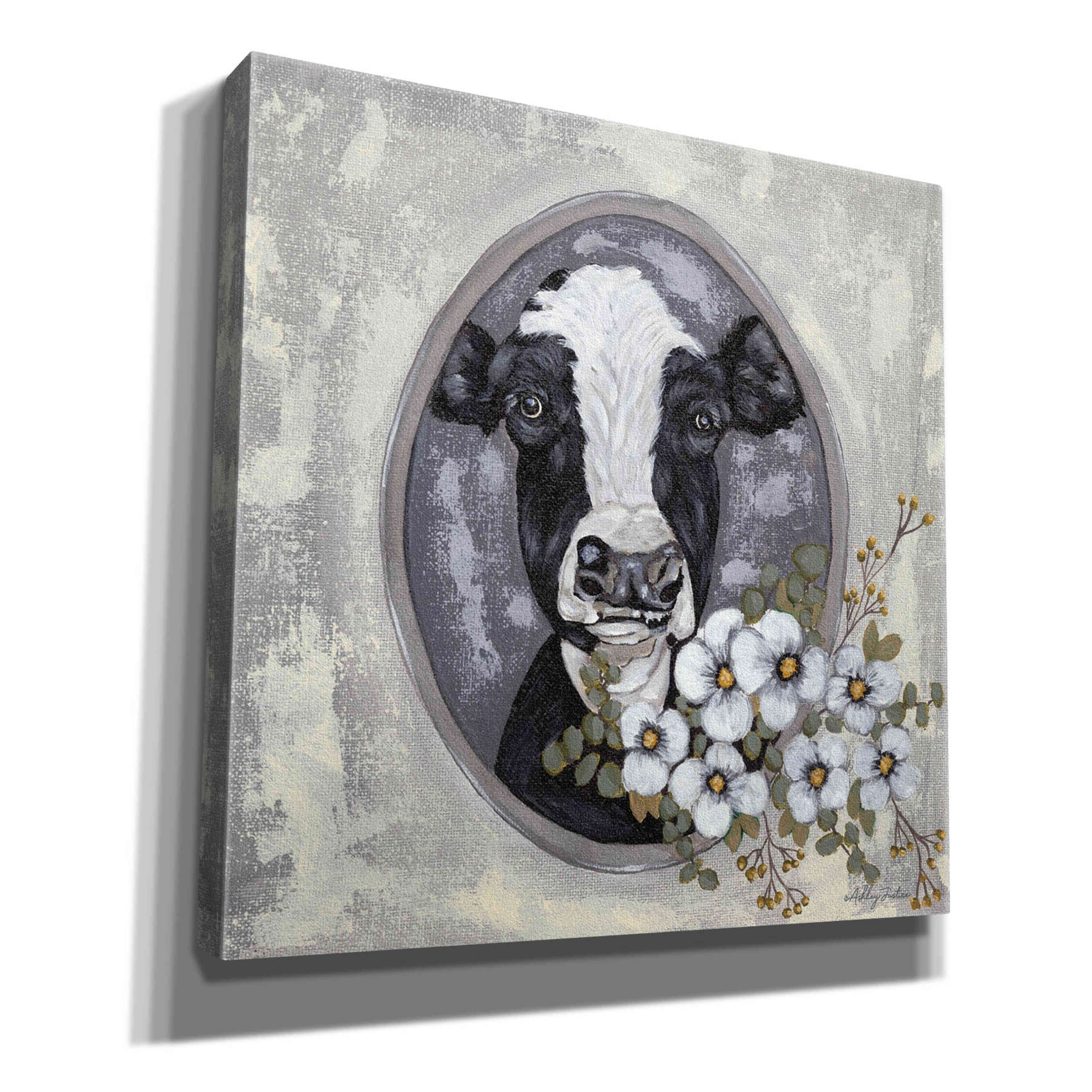 'Framed Cow' by Ashley Justice, Giclee Canvas Wall Art