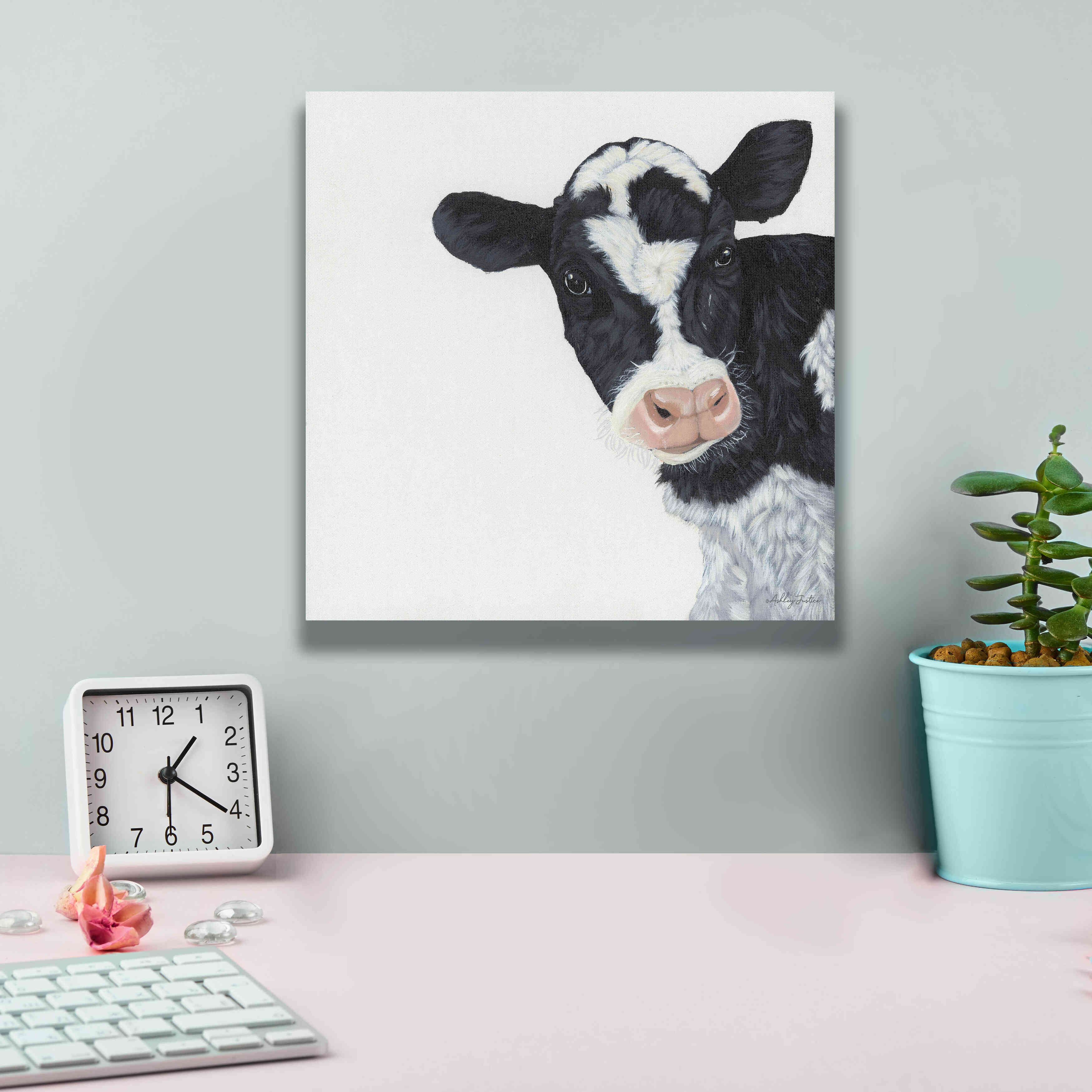 'Cow' by Ashley Justice, Giclee Canvas Wall Art,12x12