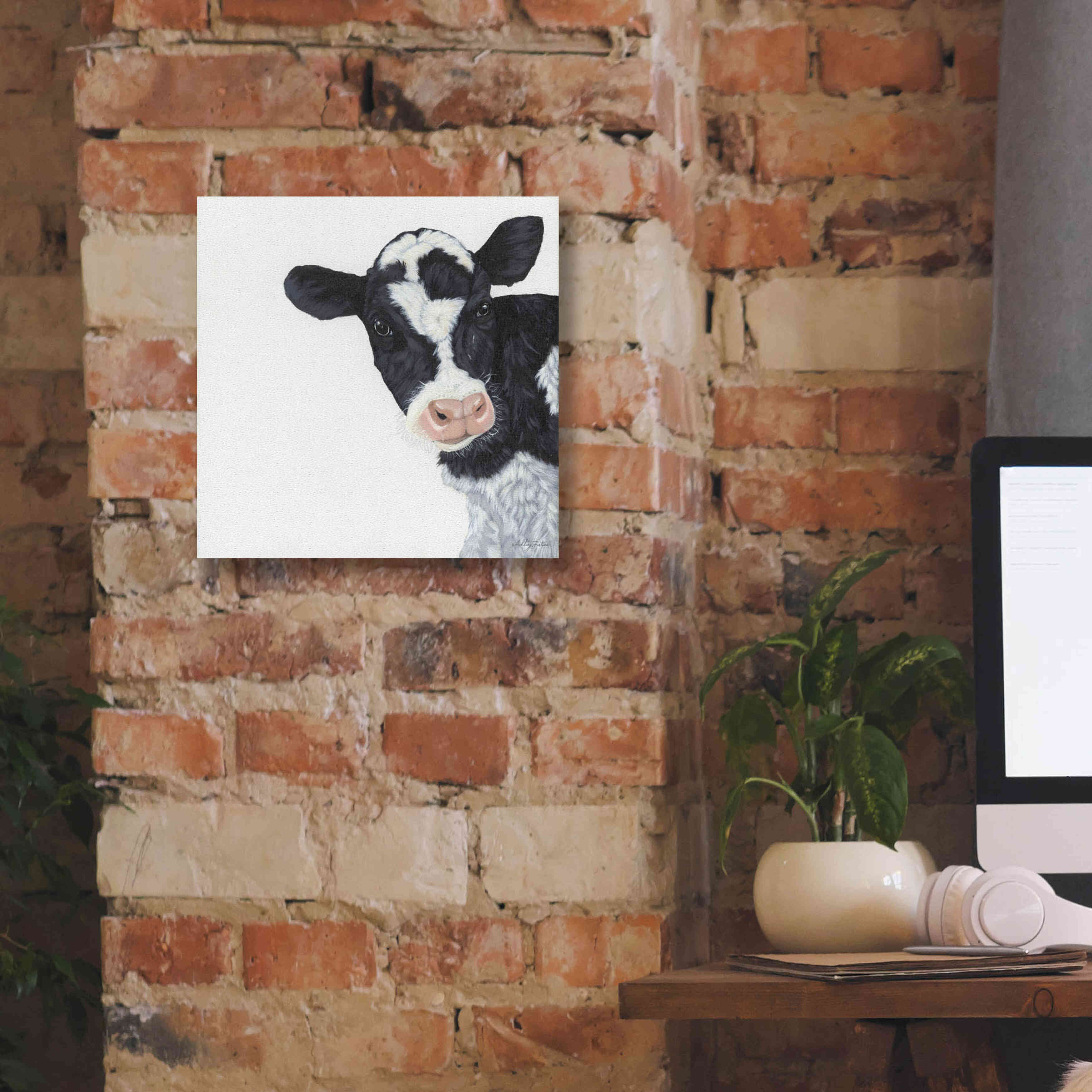 'Cow' by Ashley Justice, Giclee Canvas Wall Art,12x12