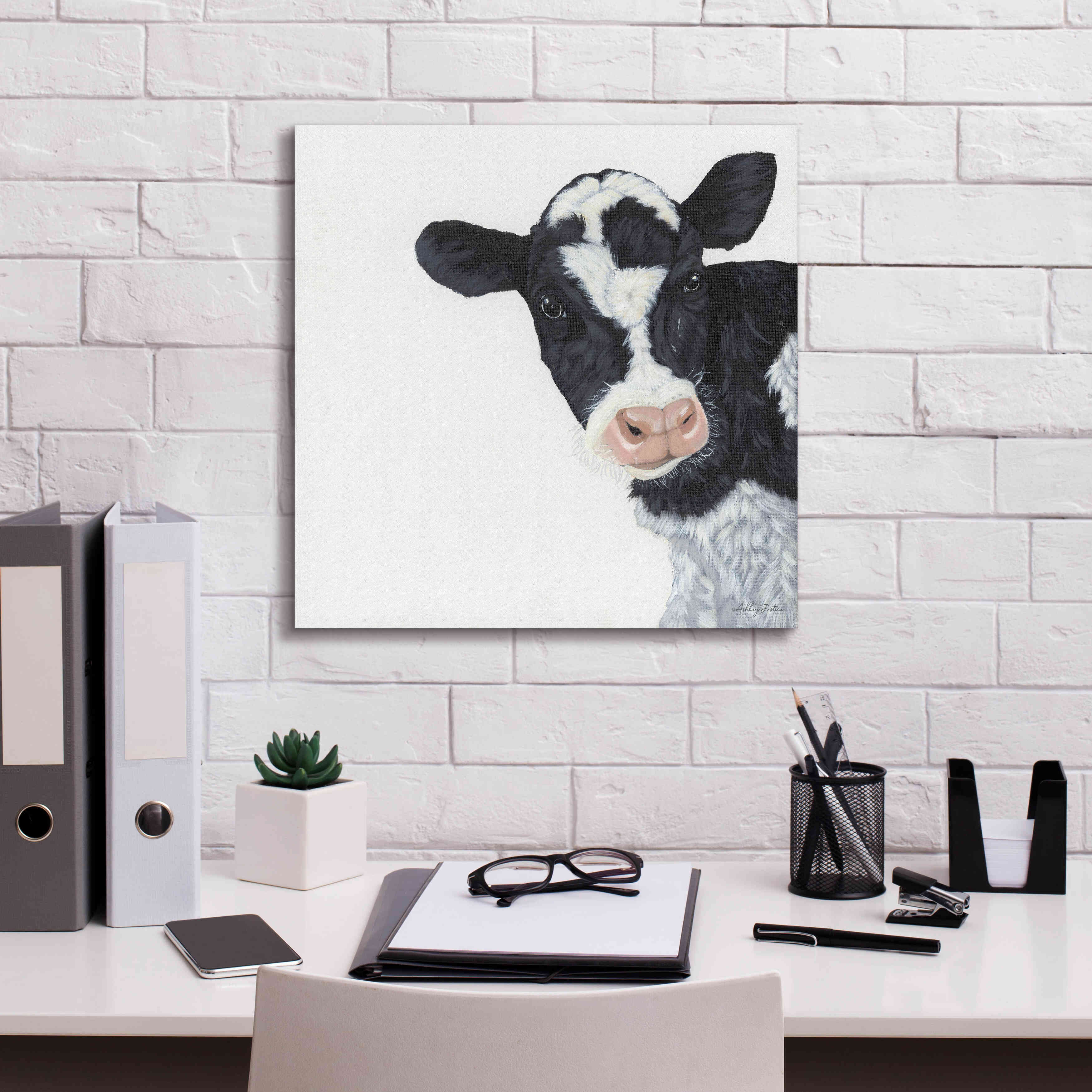'Cow' by Ashley Justice, Giclee Canvas Wall Art,18x18