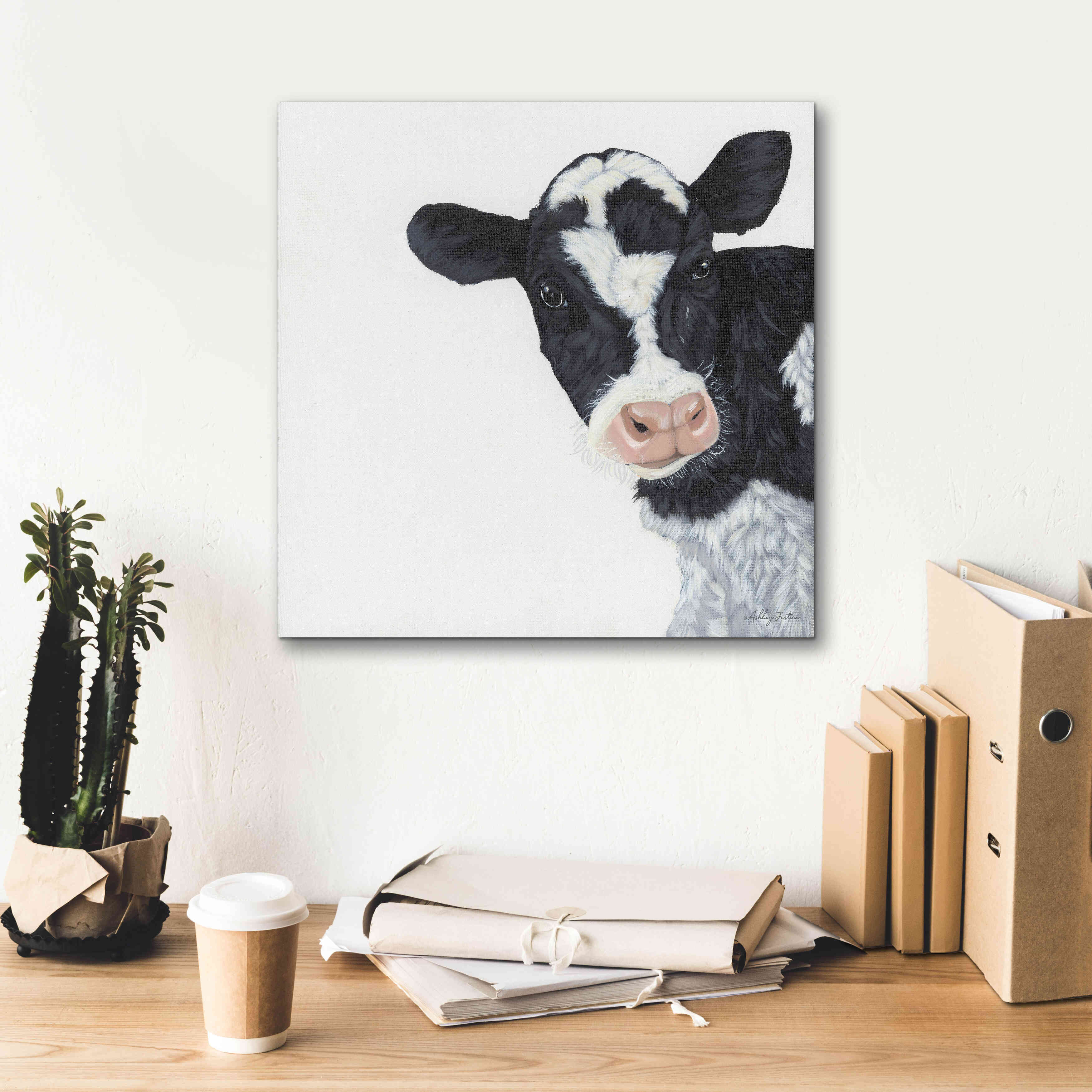 'Cow' by Ashley Justice, Giclee Canvas Wall Art,18x18